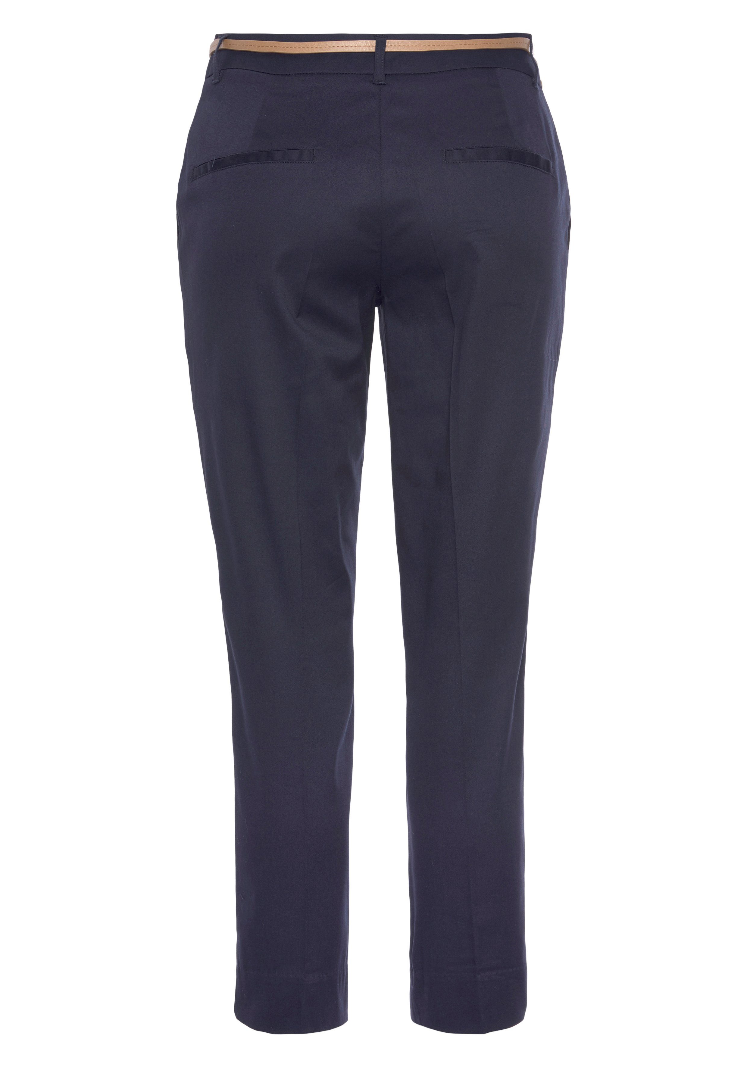 Vivance Chino in klassieke basic pasvorm, stoffen broek, business look (Met riem in leer-look)