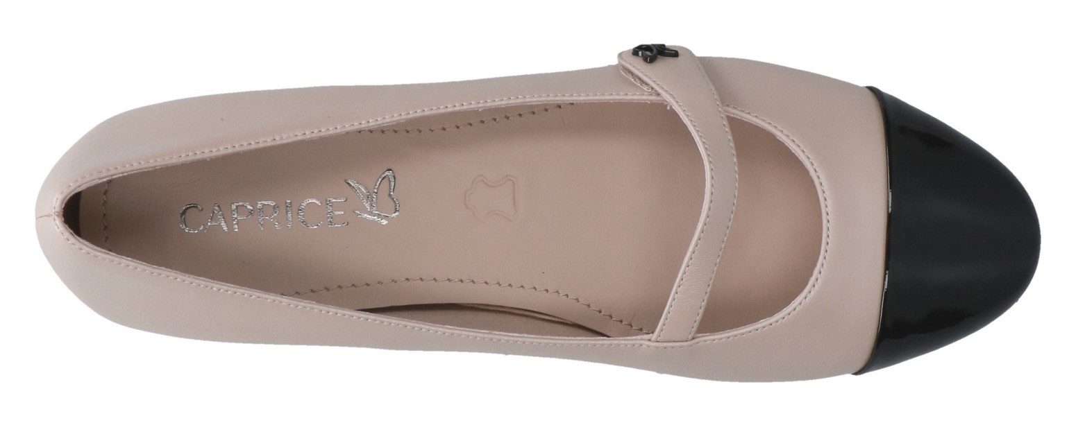 Caprice Ballerina's met riempje , comfort schoen, business schoen, flats met klittenbandriempjes