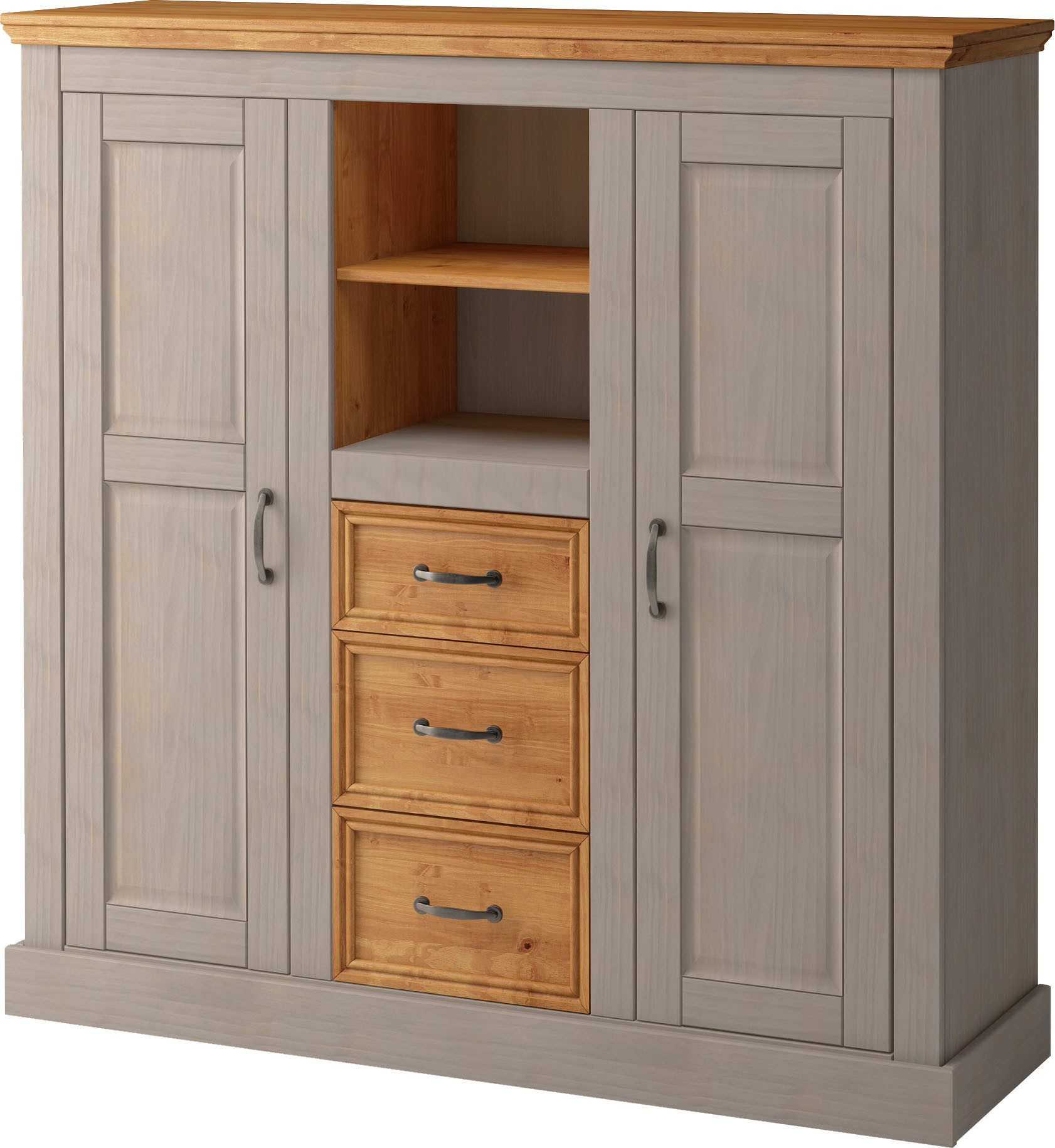 Home affaire Highboard Selma Opbergkast, breedte 130 cm highboards maat 130x38x130 cm grijs