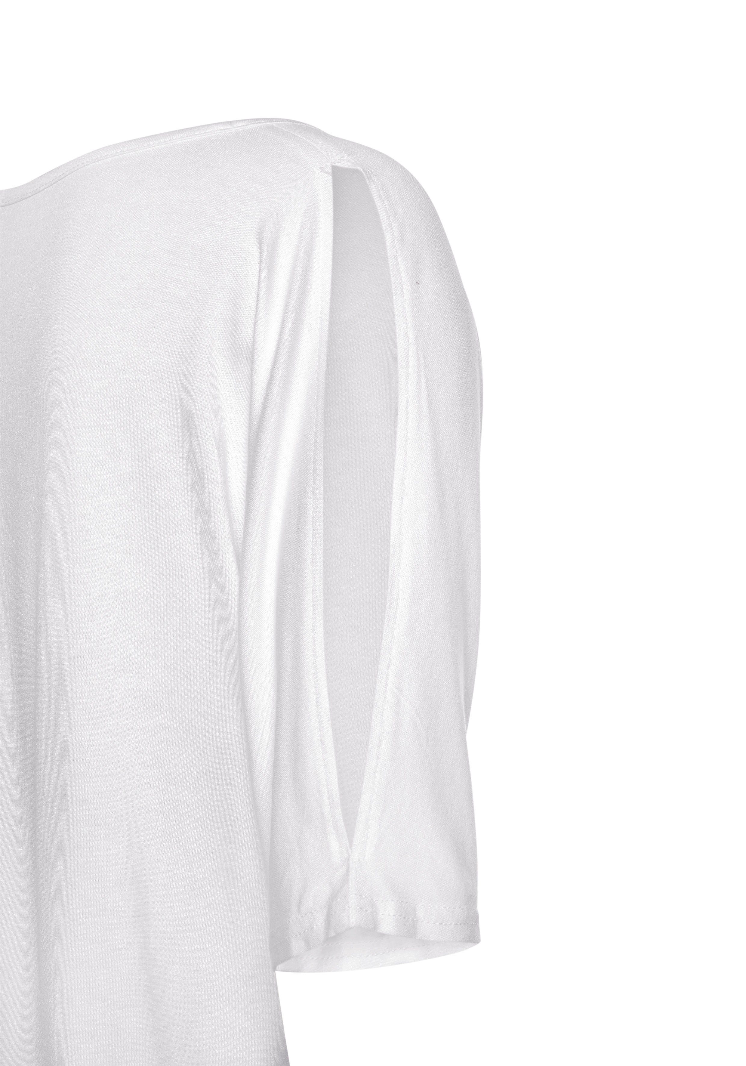 Vivance T-shirt met cut-outs bij de mouwen, shirt met korte mouwen en v-hals, casual