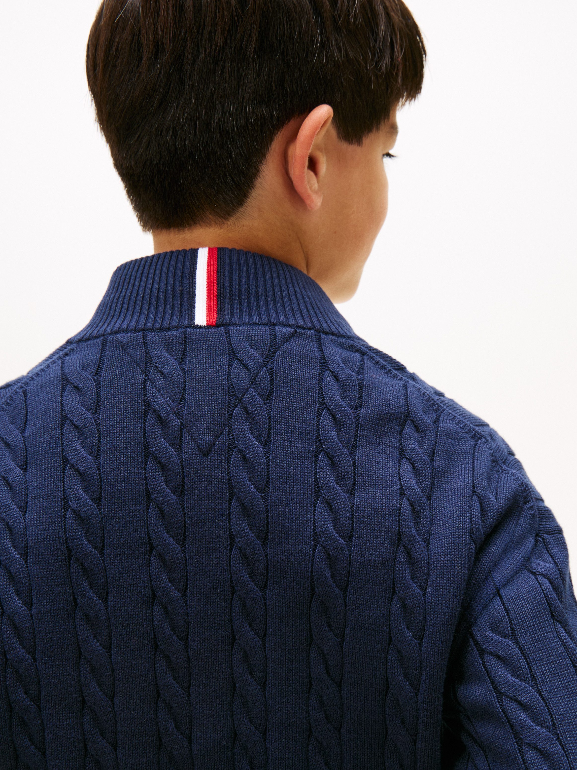 Tommy Hilfiger Gebreide trui COTTON CABLE HALF ZIP SWEATER