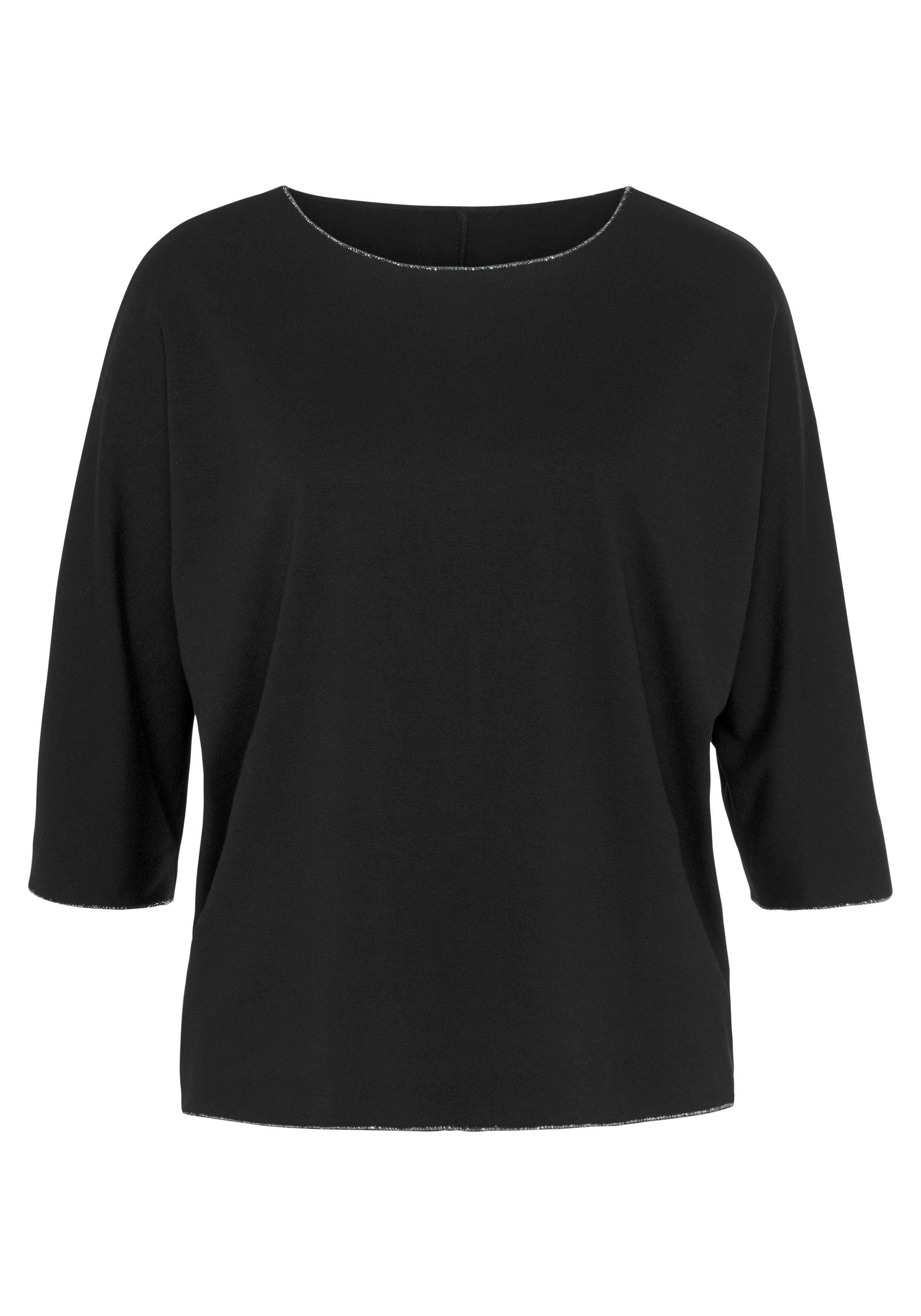 Lascana Shirt met ronde hals Met elegante glinsterafwerkingen in een gemakkelijk te onderhouden kwaliteit (1-delig)