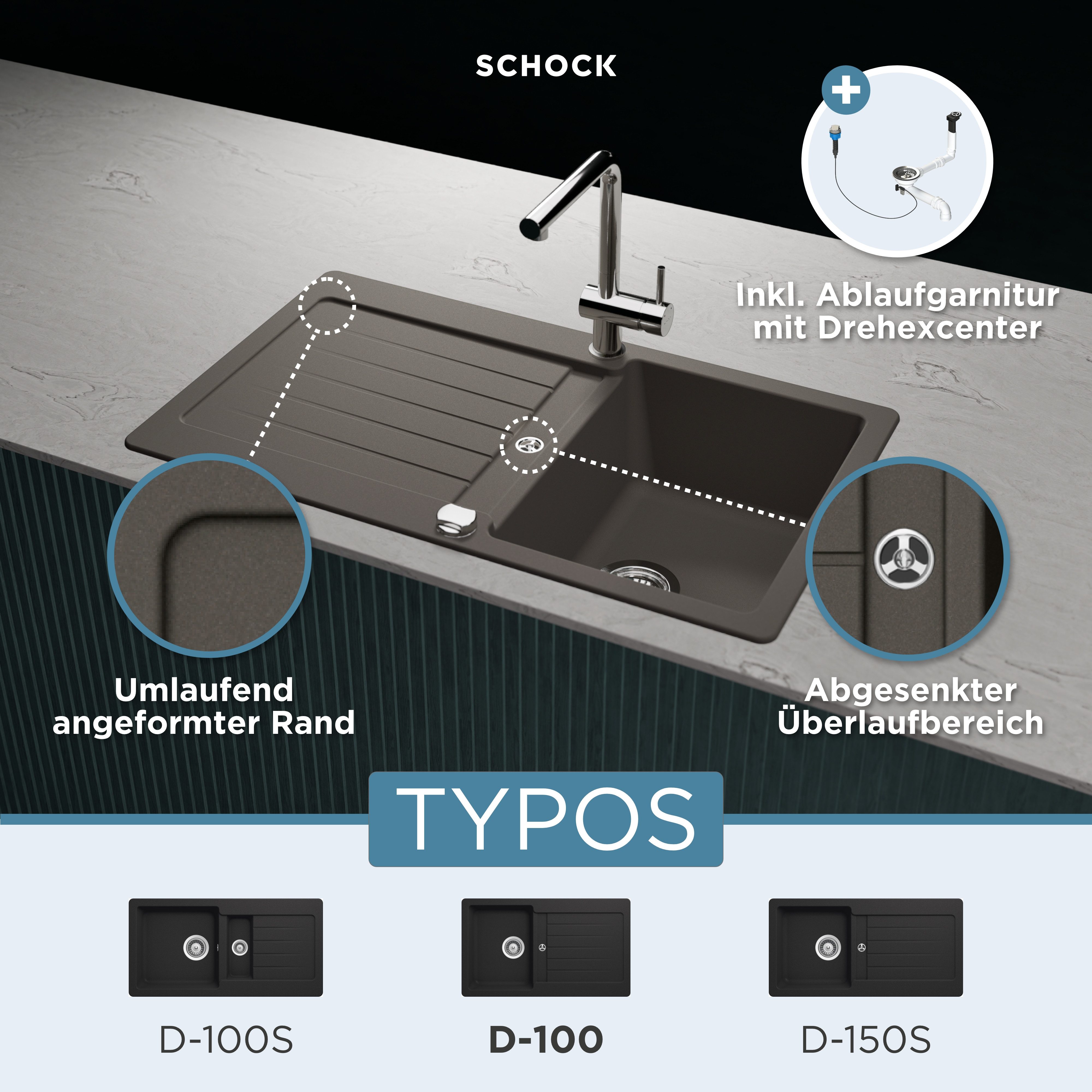 Schock Granieten spoelbak Typos D-100