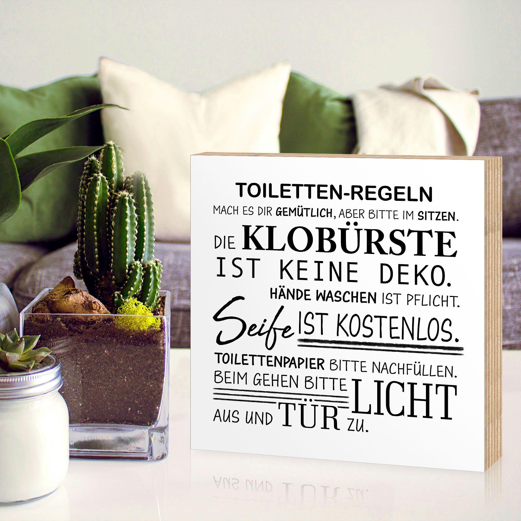 Artland Artprint op hout Toiletregels
