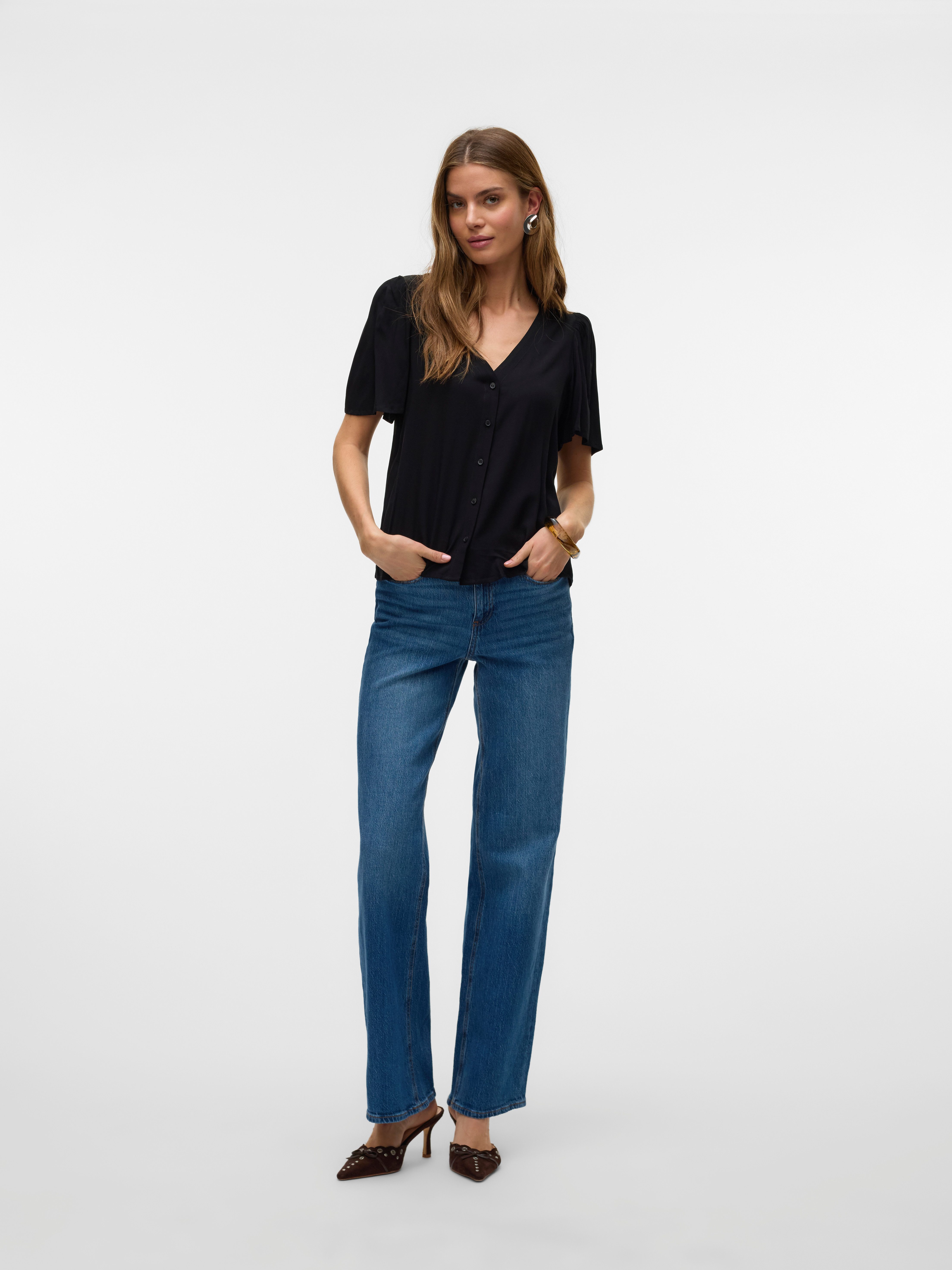 Vero Moda Blouse met korte mouwen VMALBA SS V-NECK SHIRT WVN GA