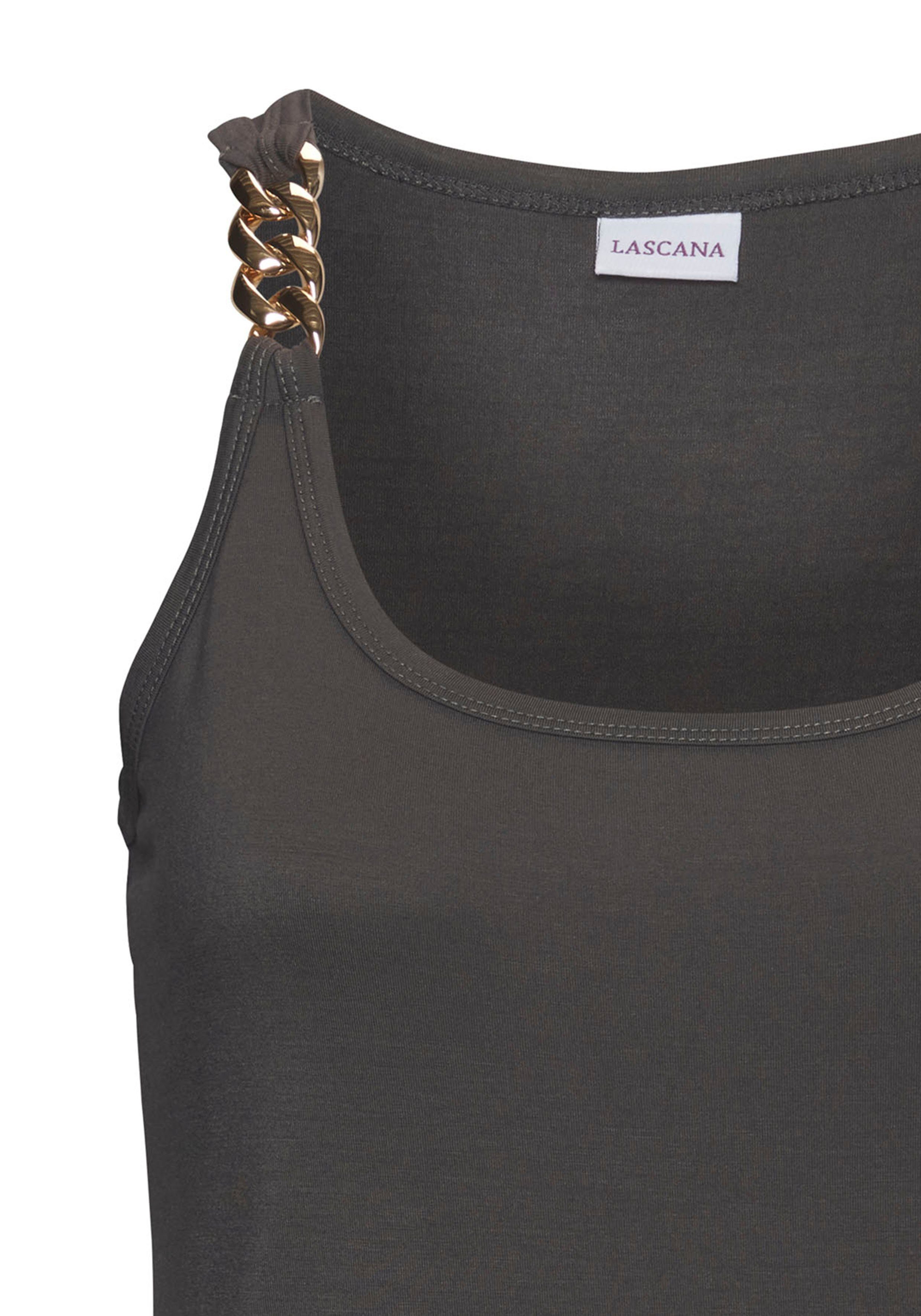 Lascana Tanktop met kettingdetails aan de banden figuurvormend jersey top