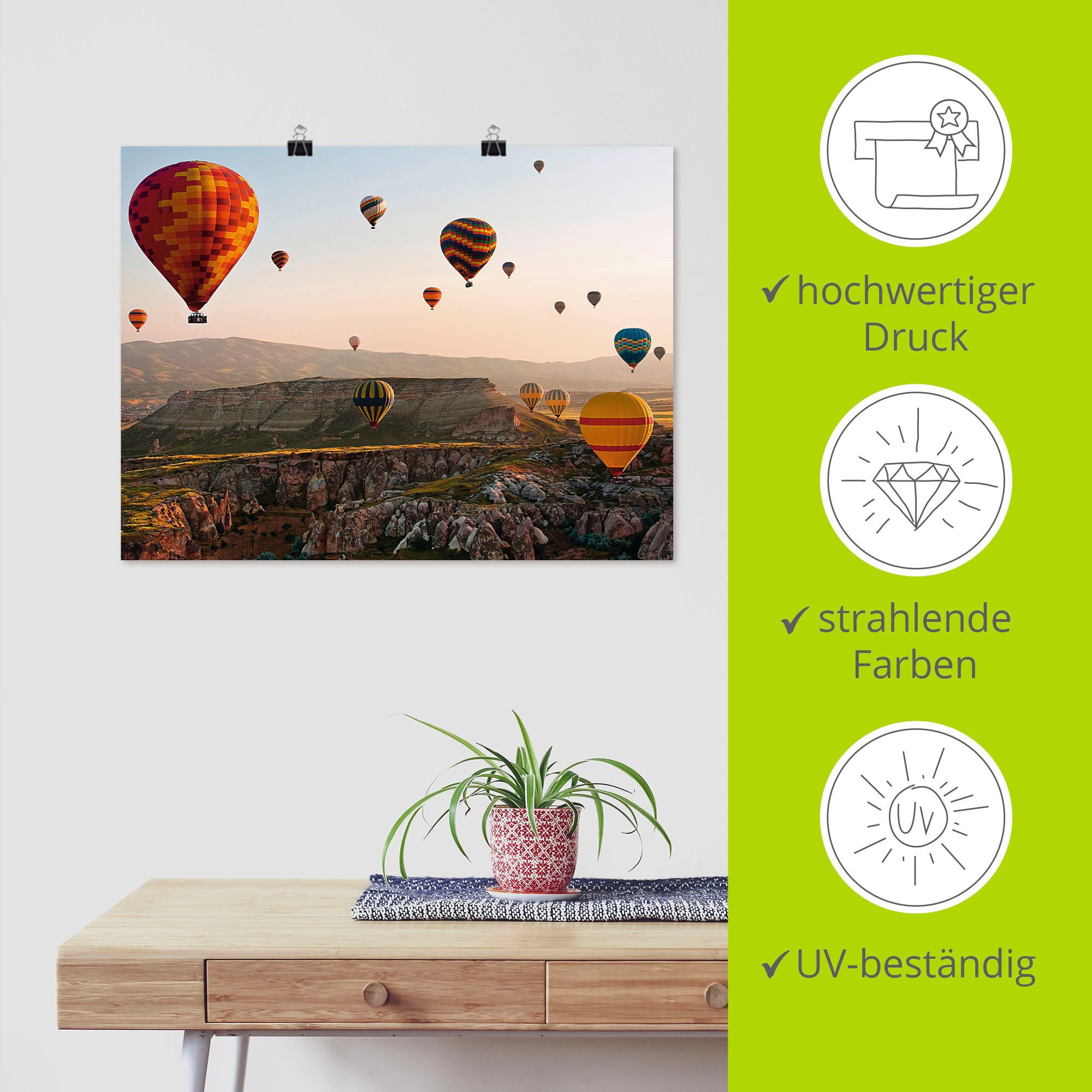 Artland Artprint Ballonvaart in Cappadocië als artprint op linnen, poster in verschillende formaten maten