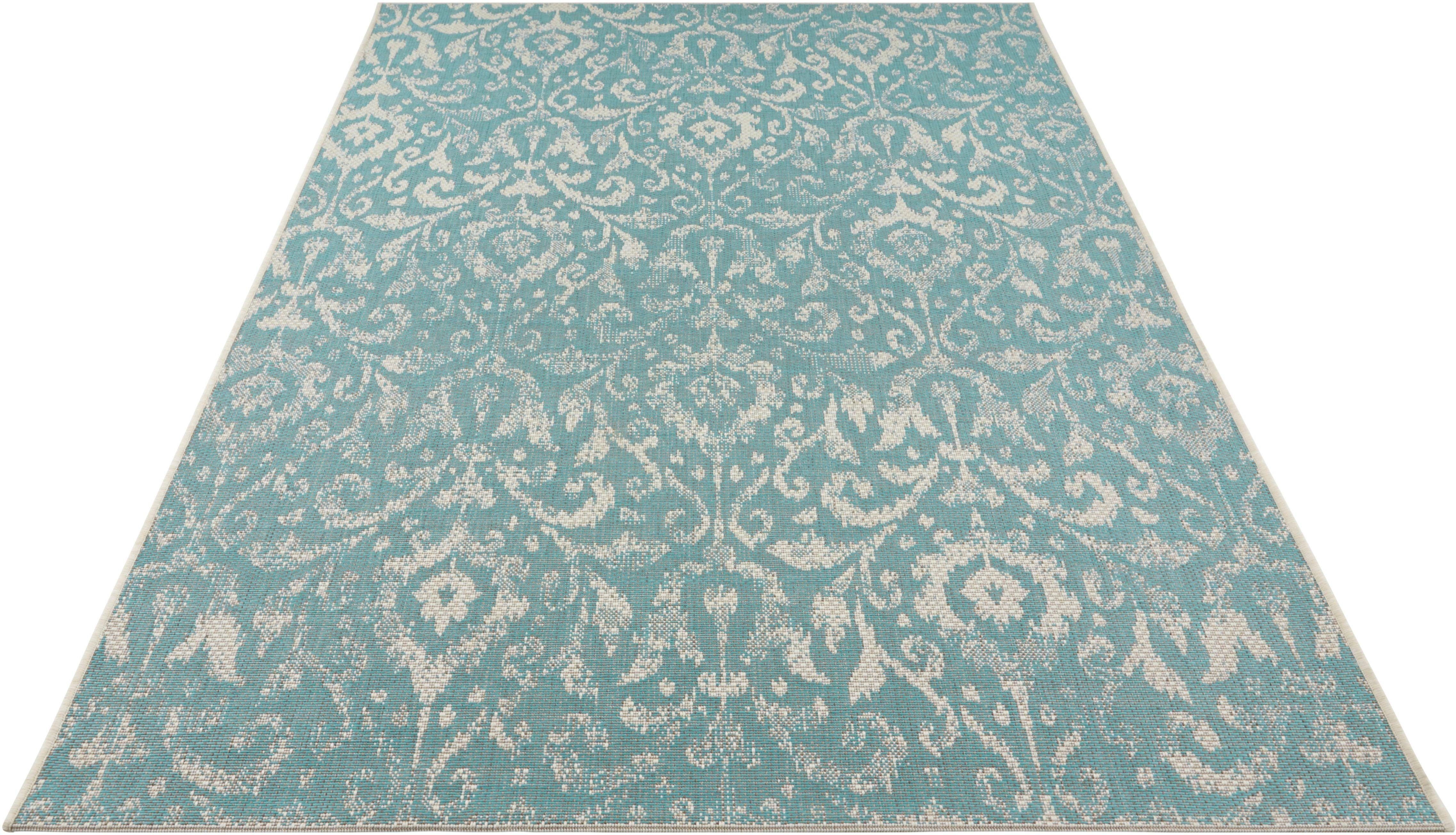 Binnen & buiten vloerkleed Hatta - turquoise/taupe 230x330 cm