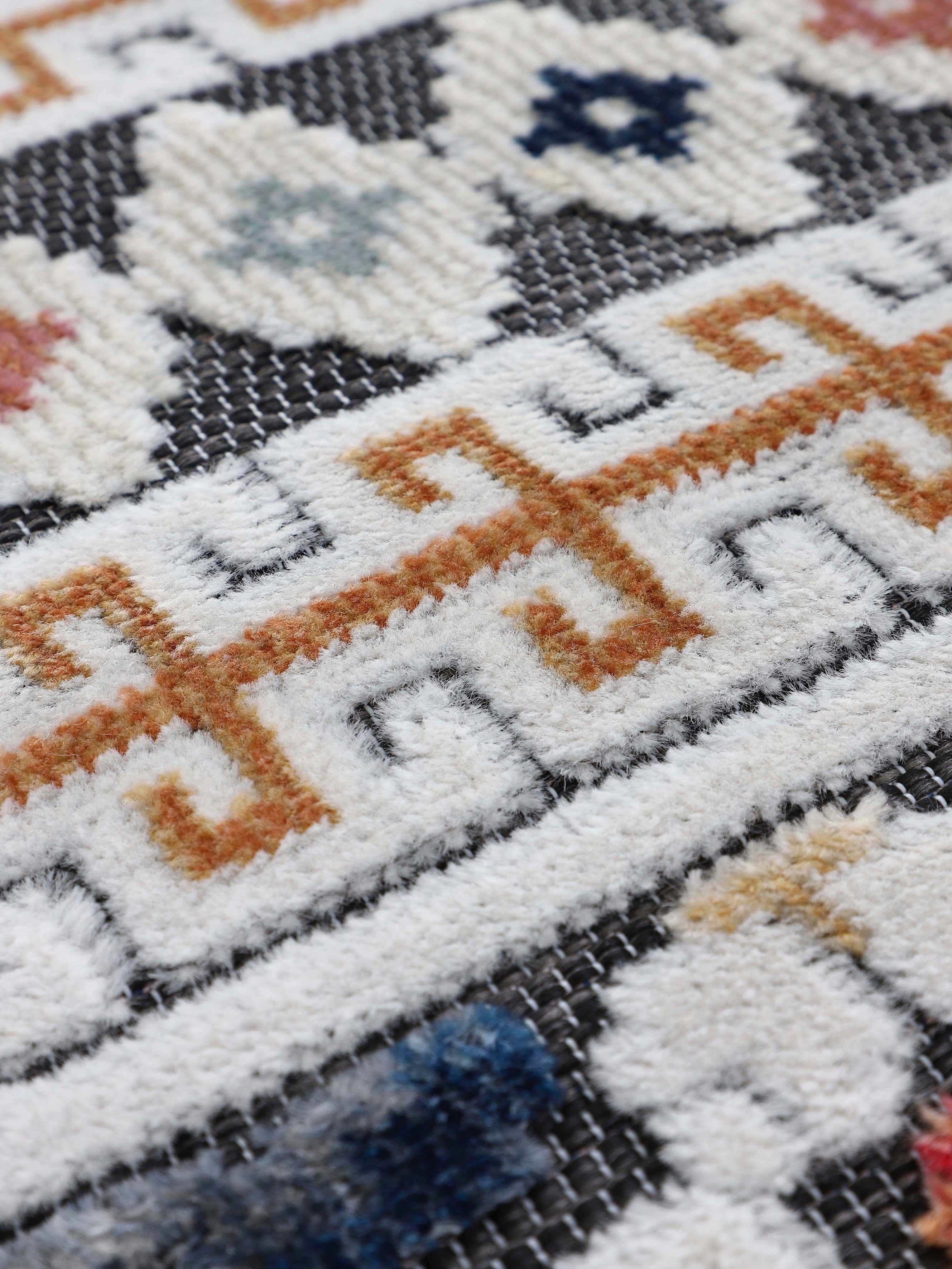 carpetfine Vloerkleed Deja 103 robust vlakweefsel, motief - florale palmbladeren, hoog-laag effect