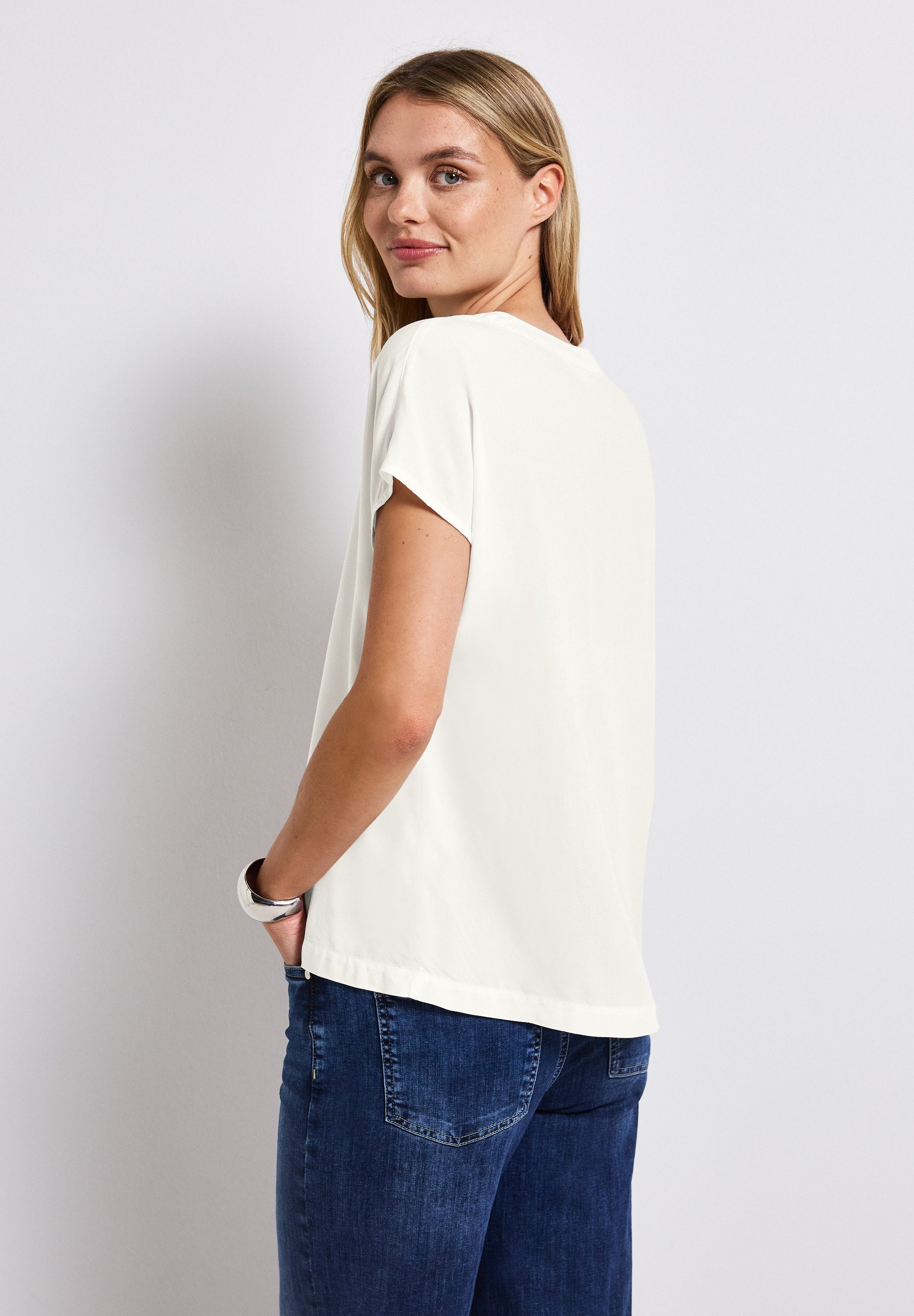 STREET ONE Blouse met korte mouwen Hals met split