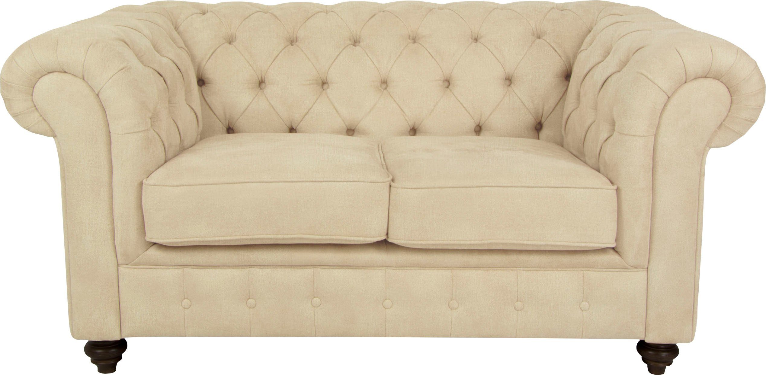 Home affaire Chesterfield-bank Duc 2-zits hoogwaardige capitonnage achter, fluwelige look met changerende look