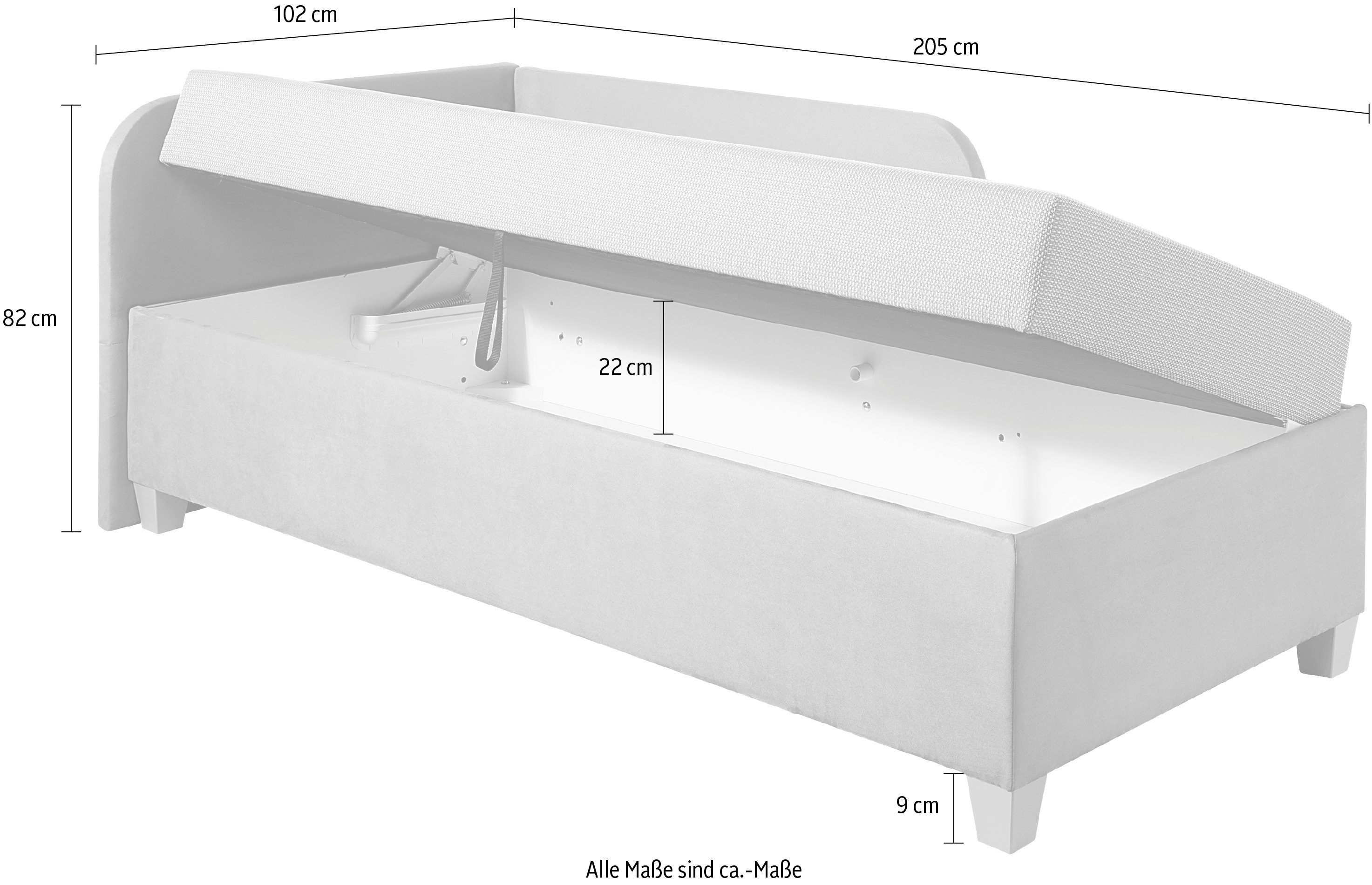 Maintal Bed Aolana met bedkist, in 2 breedten, binnenvering- of bonell-matras ter keuze