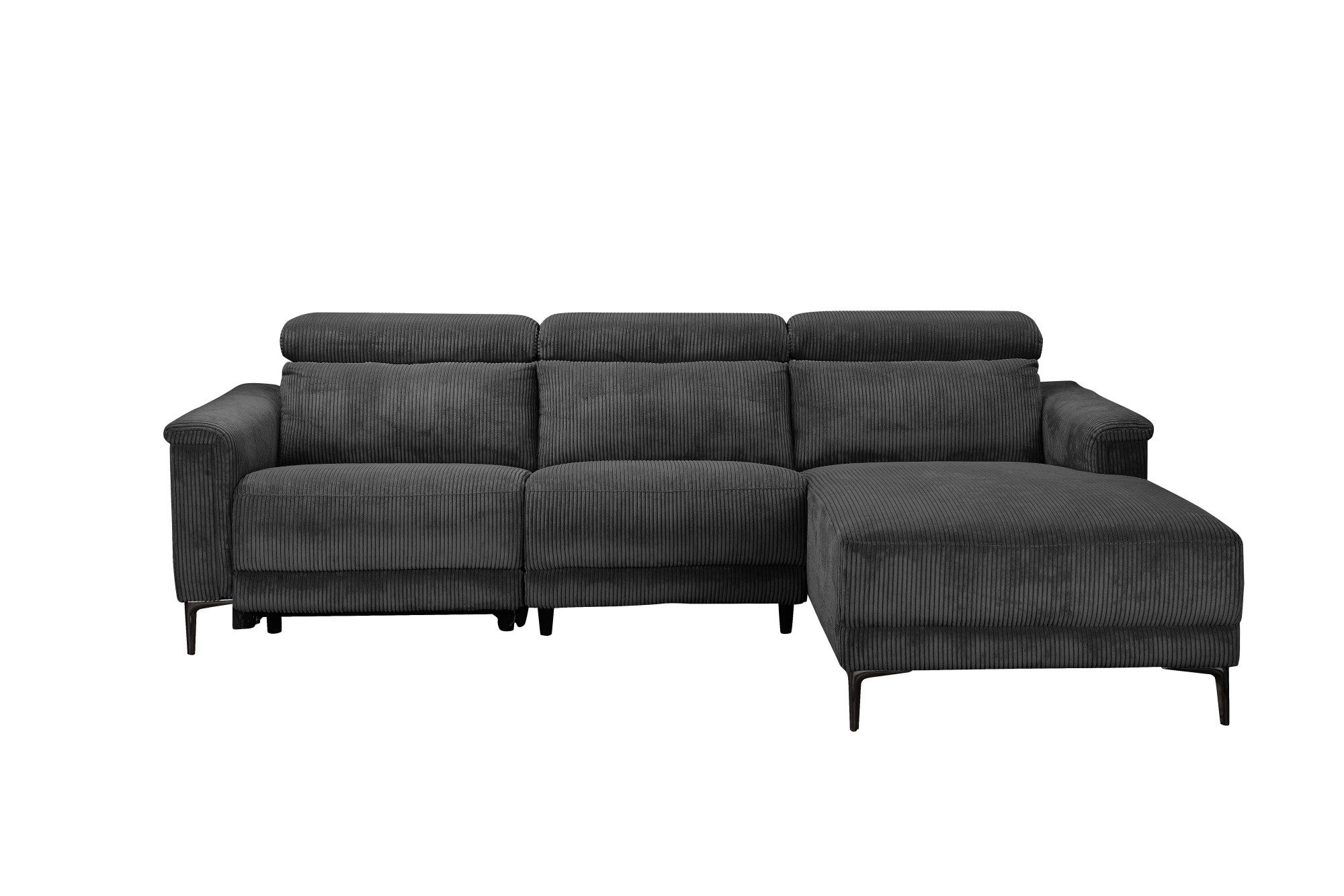 Places of Style Hoekbank Lund in cord, L-vorm, 261 cm, handmatige en elektrische relaxfunctie