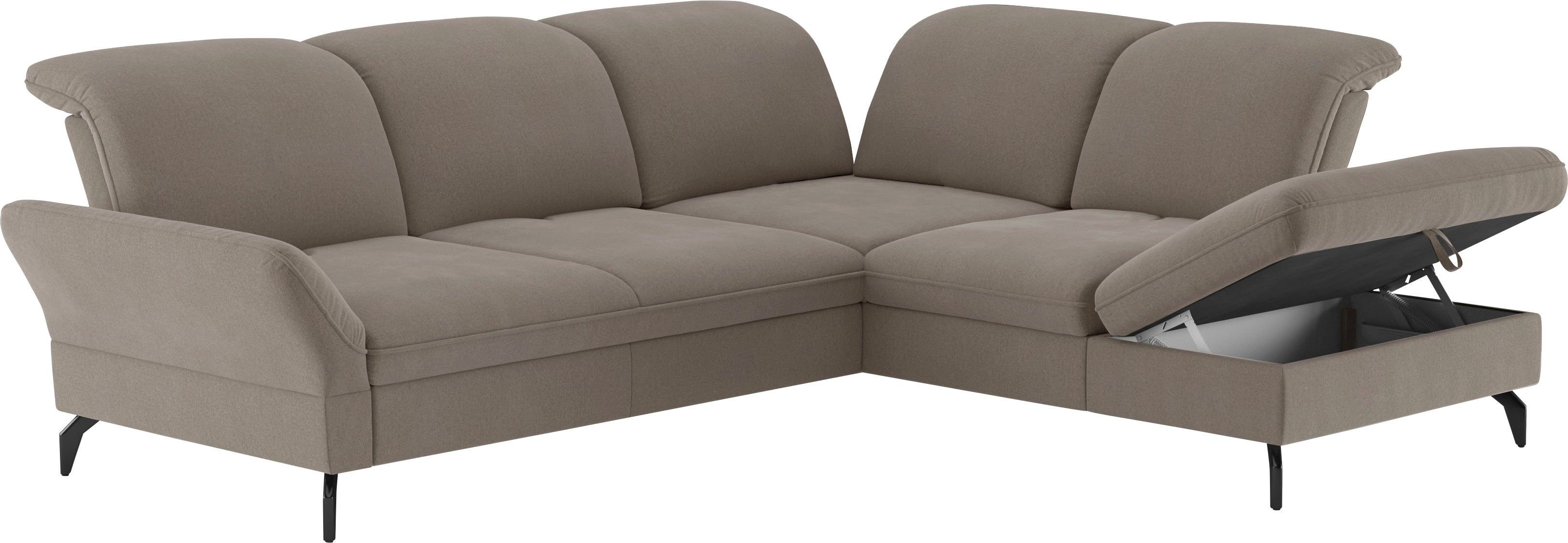 sit&more Hoekbank Leandro L-vorm Naar keuze met bed, hoofdbord en armleuningfunctie, en bergruimte