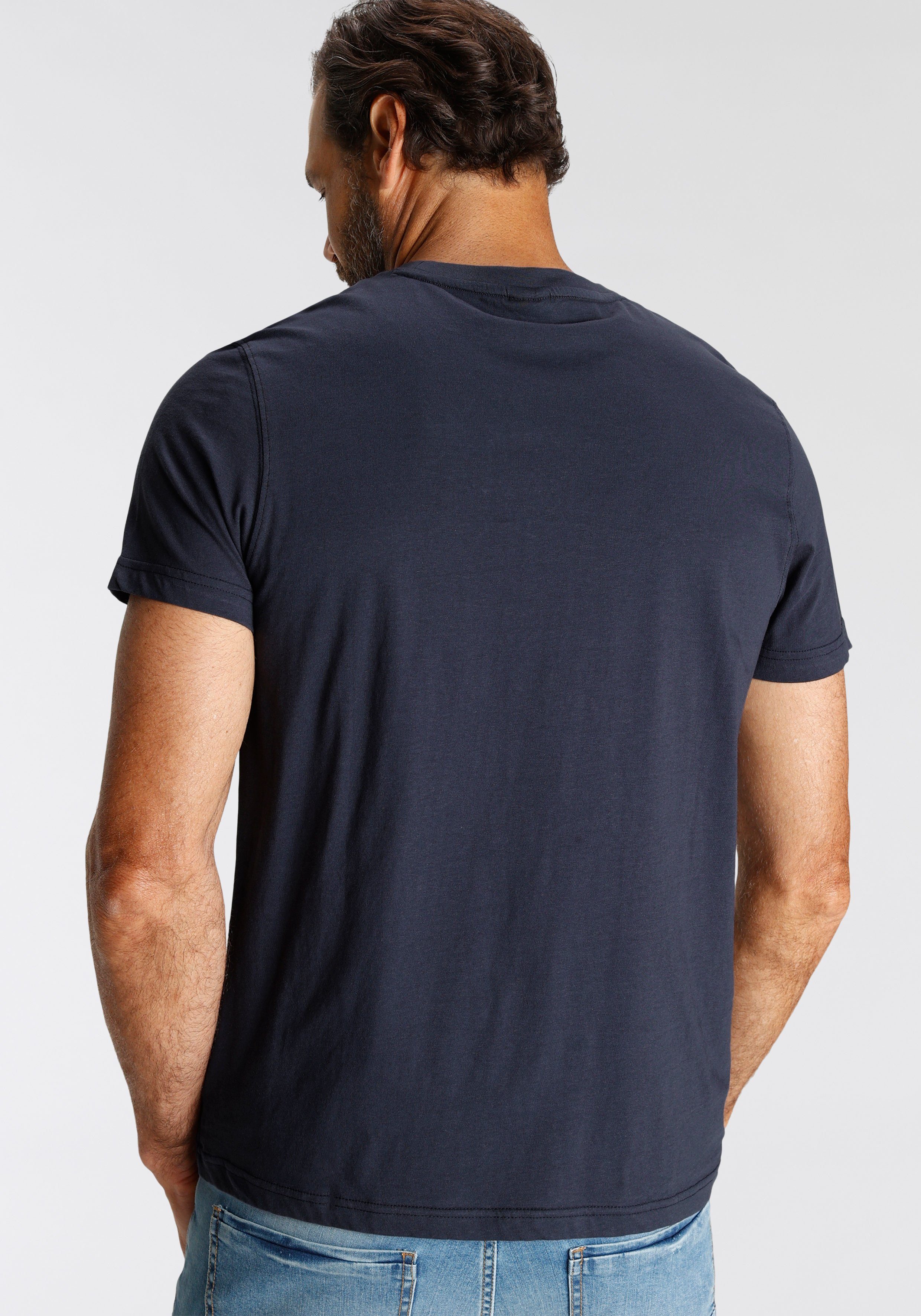 H.I.S T-shirt smal gesneden, bedrukt ontwerp, van 100% katoen (3-delig, Set van 3)