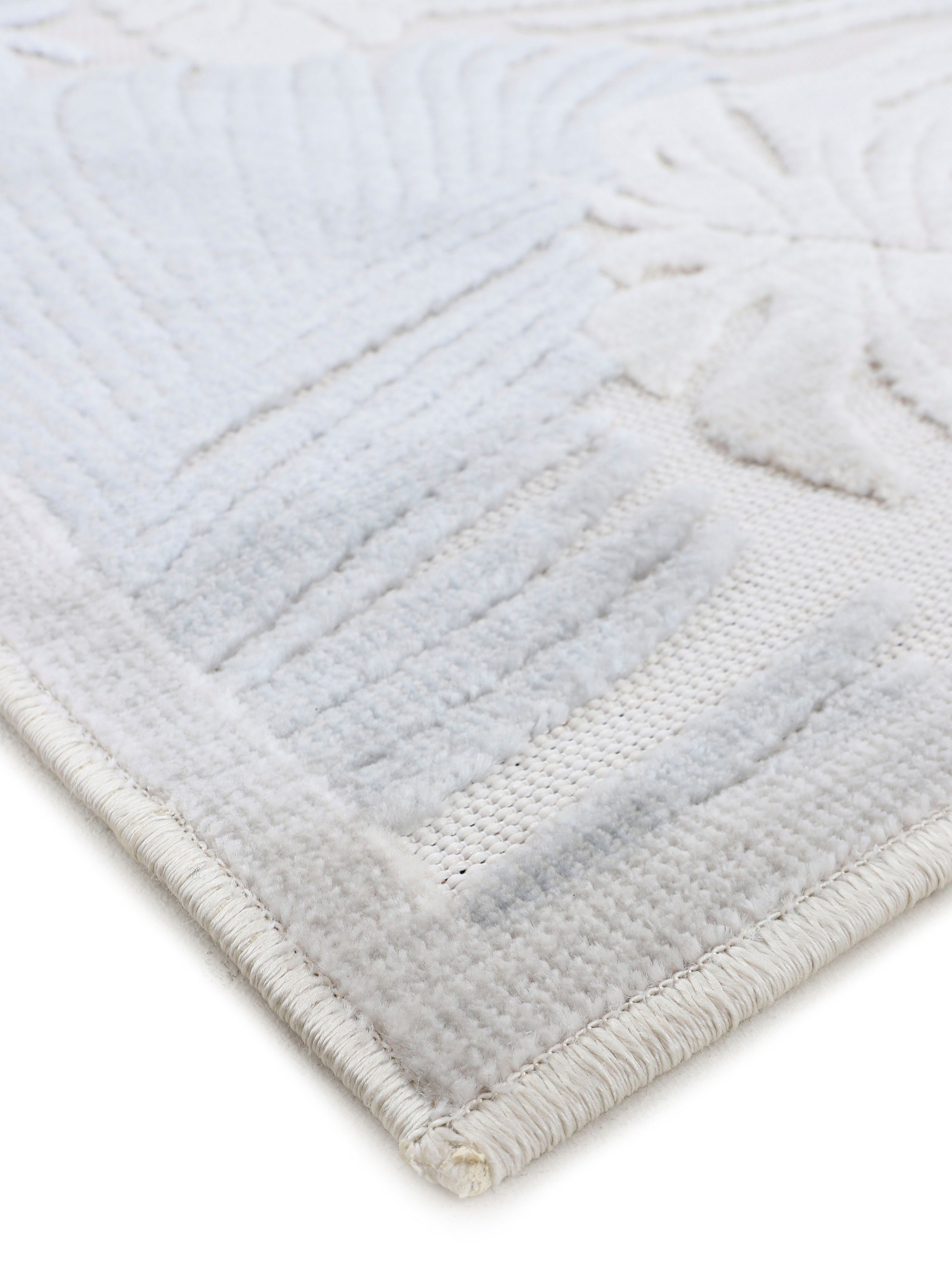 carpetfine Vloerkleed Deja 104 robust vlakweefsel, motief - florale palmbladeren, hoog-laag effect