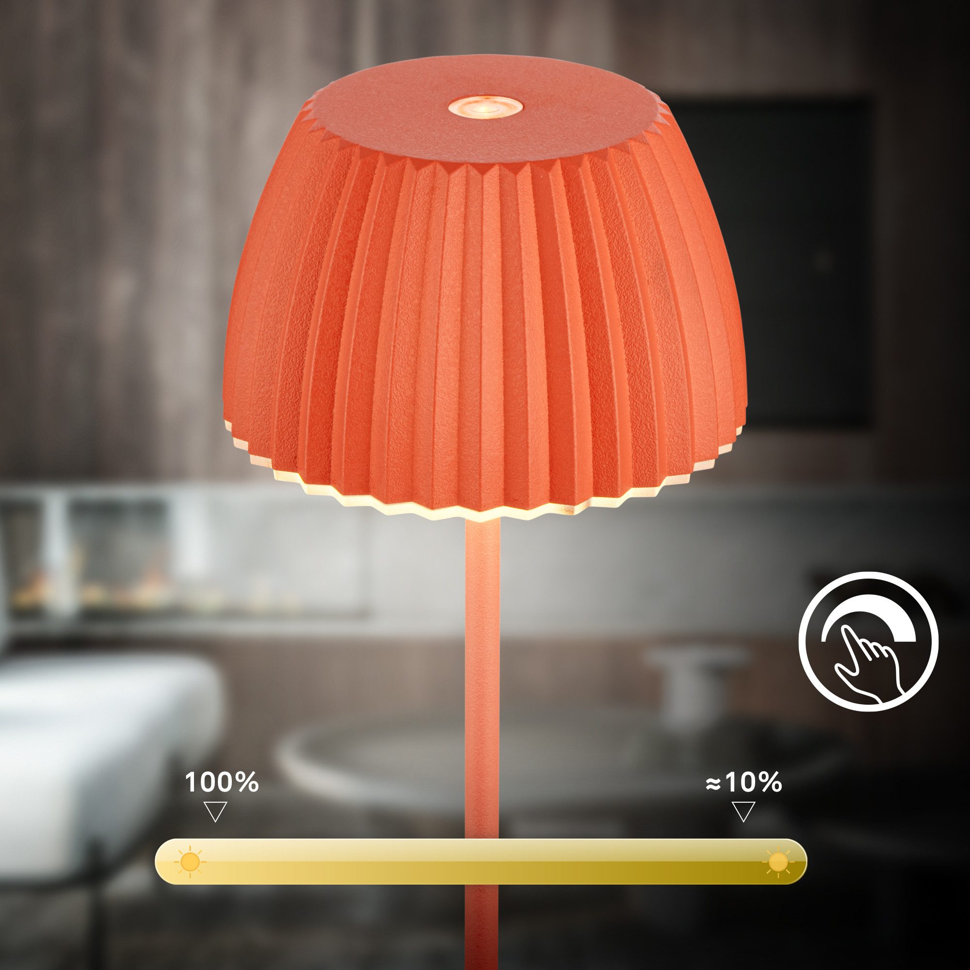 Briloner Leuchten Led-tafellamp Accu LED tafellamp, mini, oranje