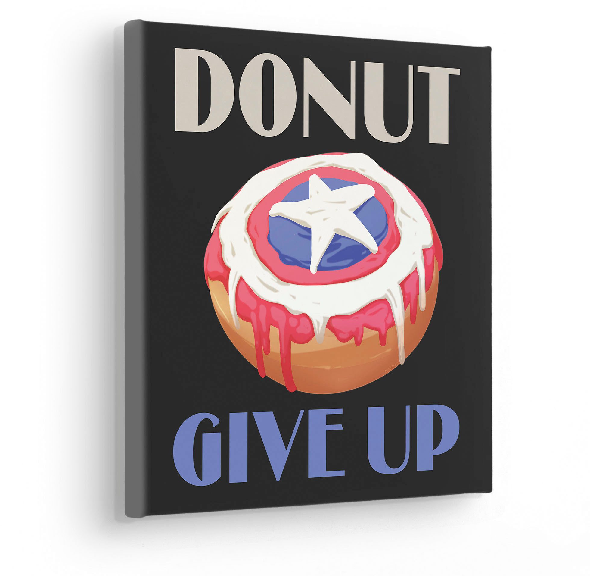 Komar Artprint op linnen Donut give up - Afmeting 30 x 30 cm Canvasdoek met echt houten frame, kinderkamer (1 stuk)