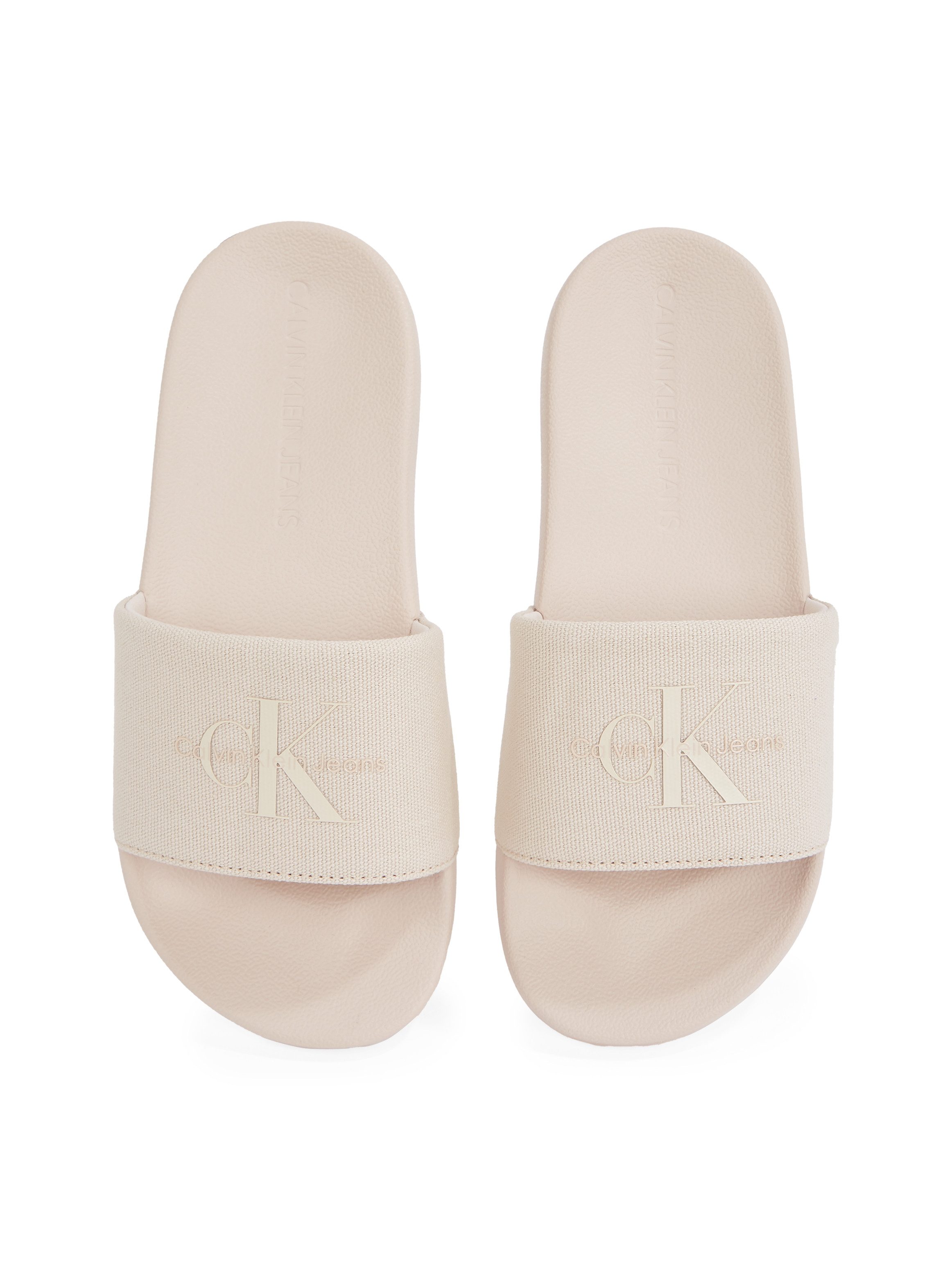 Calvin Klein Slippers SLIDE MONOGRAM WMNS , badschoen, slippers, zomerpantolette, strandschoen om in te stappen