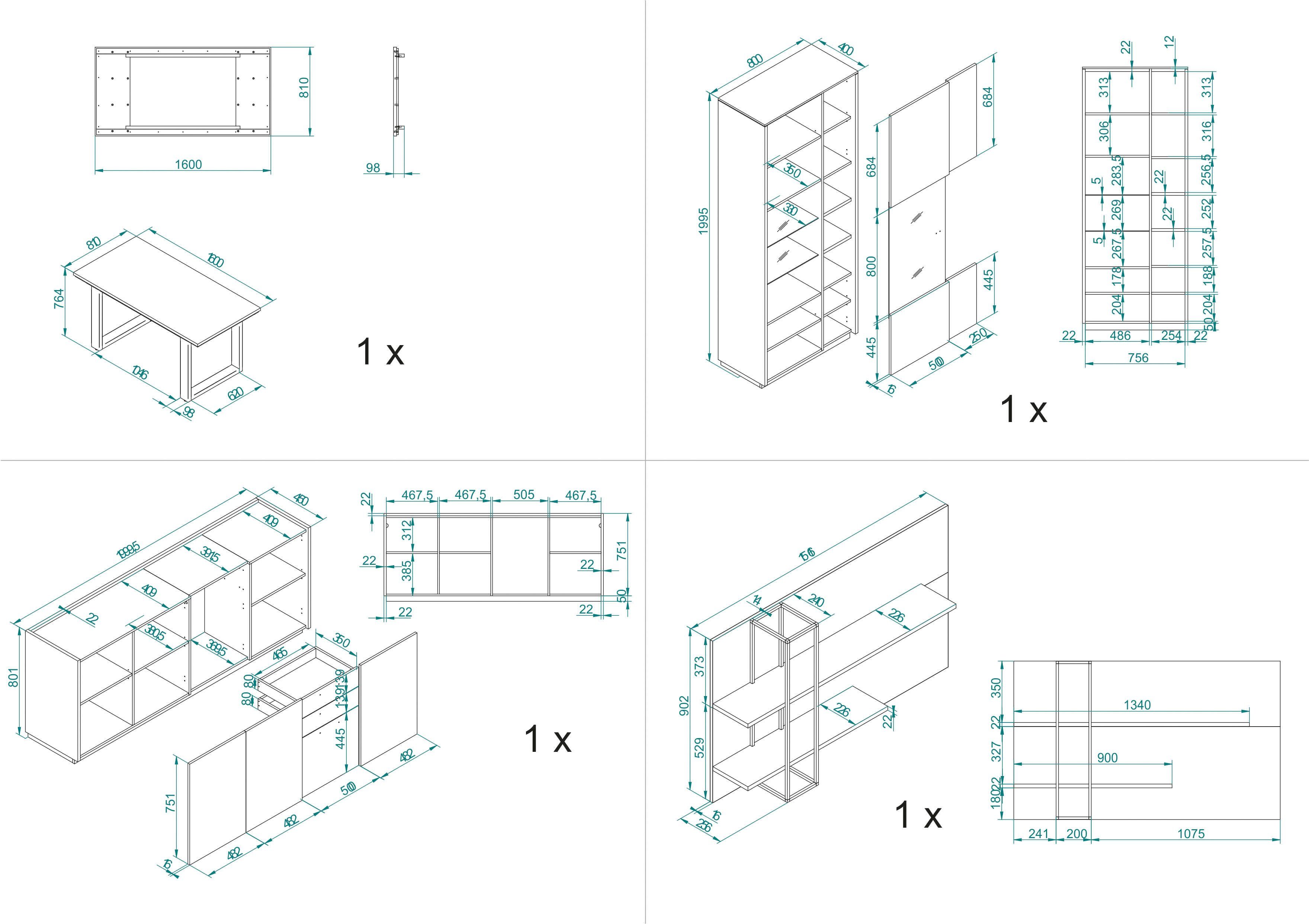 INOSIGN Eetkamerset Largo (set, 4-delig)