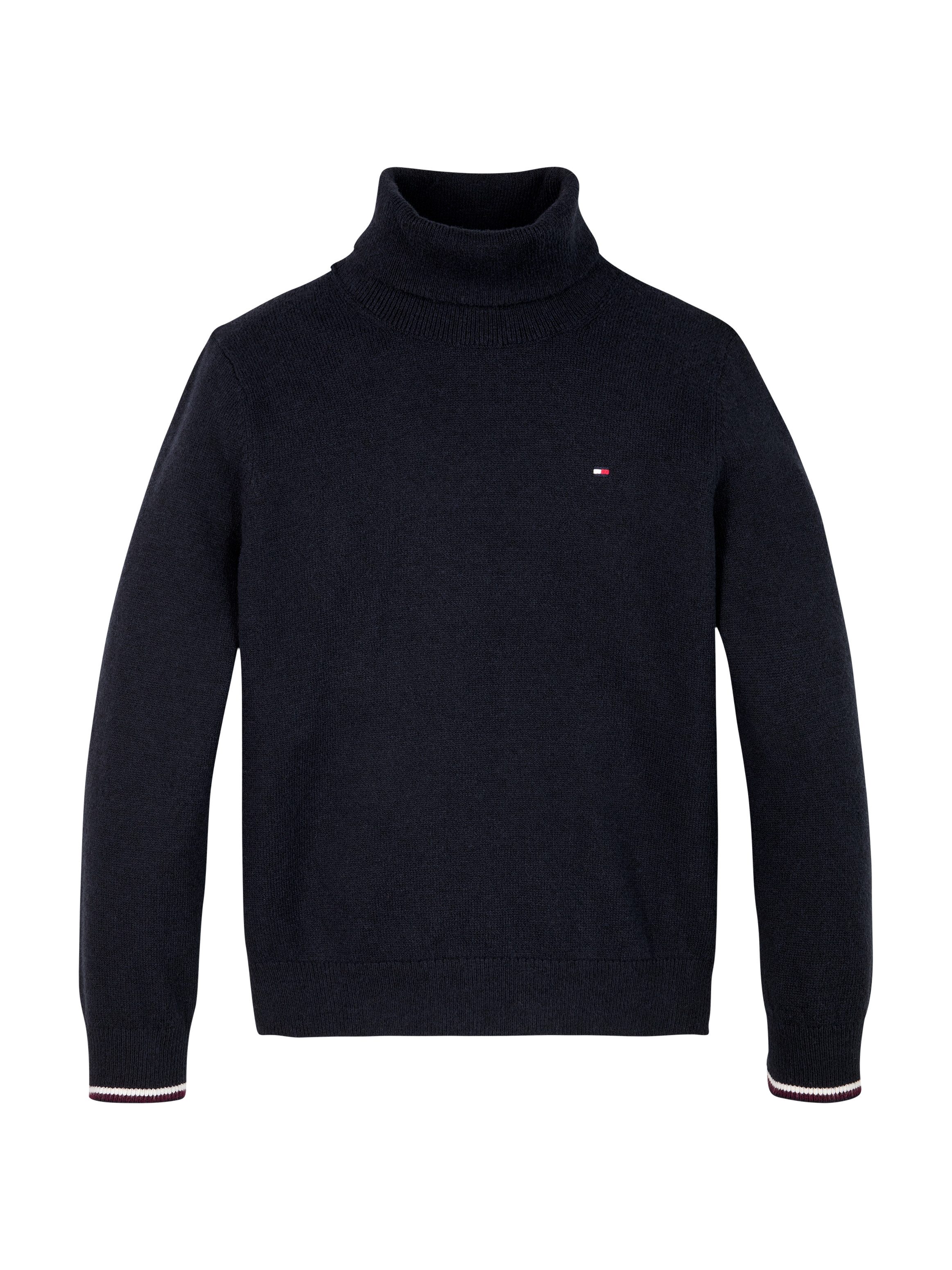 Tommy Hilfiger Gebreide trui ESSENTIAL REG TURTLENECK SWEATER met contraststrepen, logo borduring