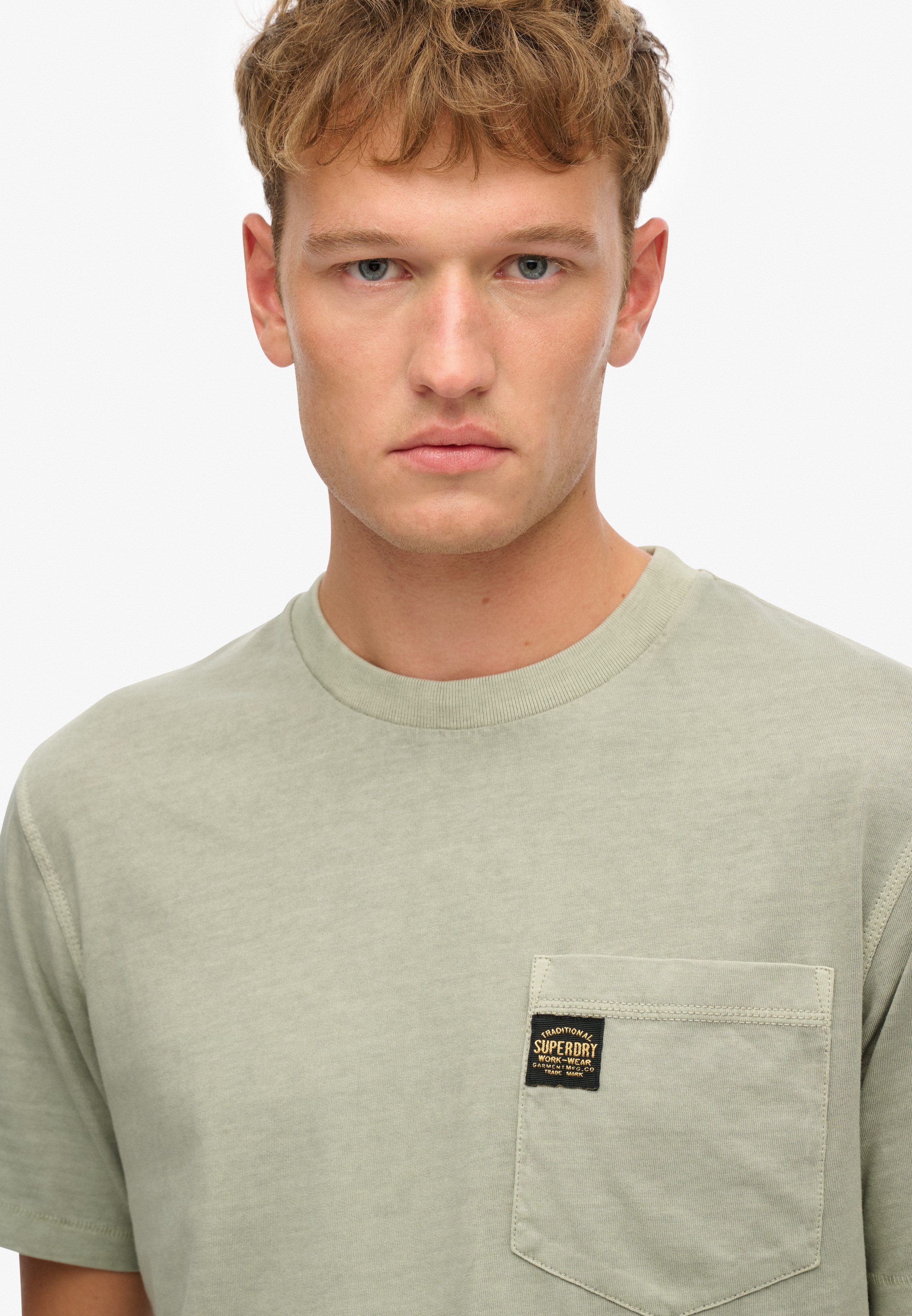 Superdry Shirt met ronde hals CONTRAST STITCH POCKET T-SHIRT