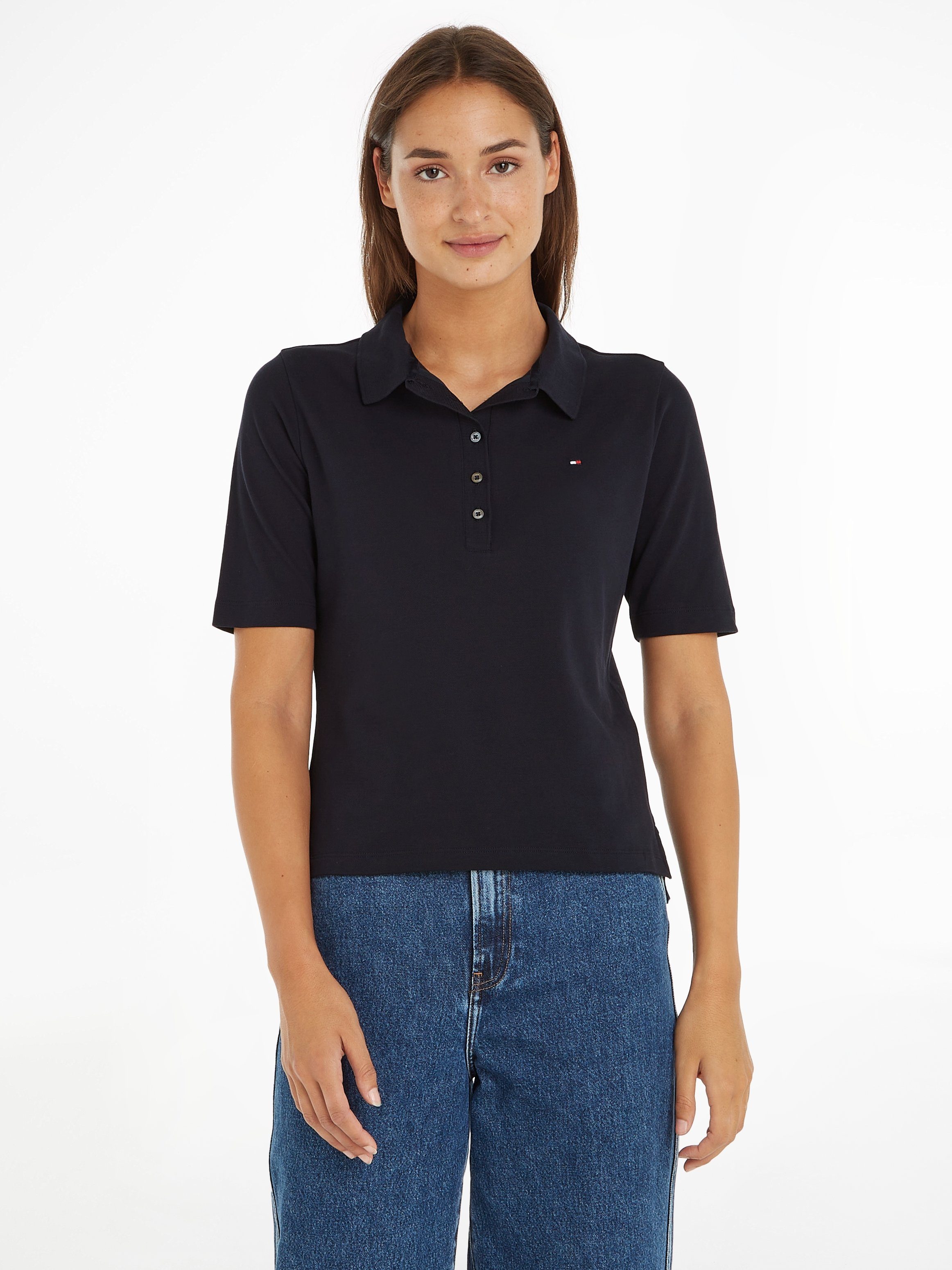 Tommy Hilfiger Poloshirt met geborduurd logo dames polo's maat XS (34) blauw
