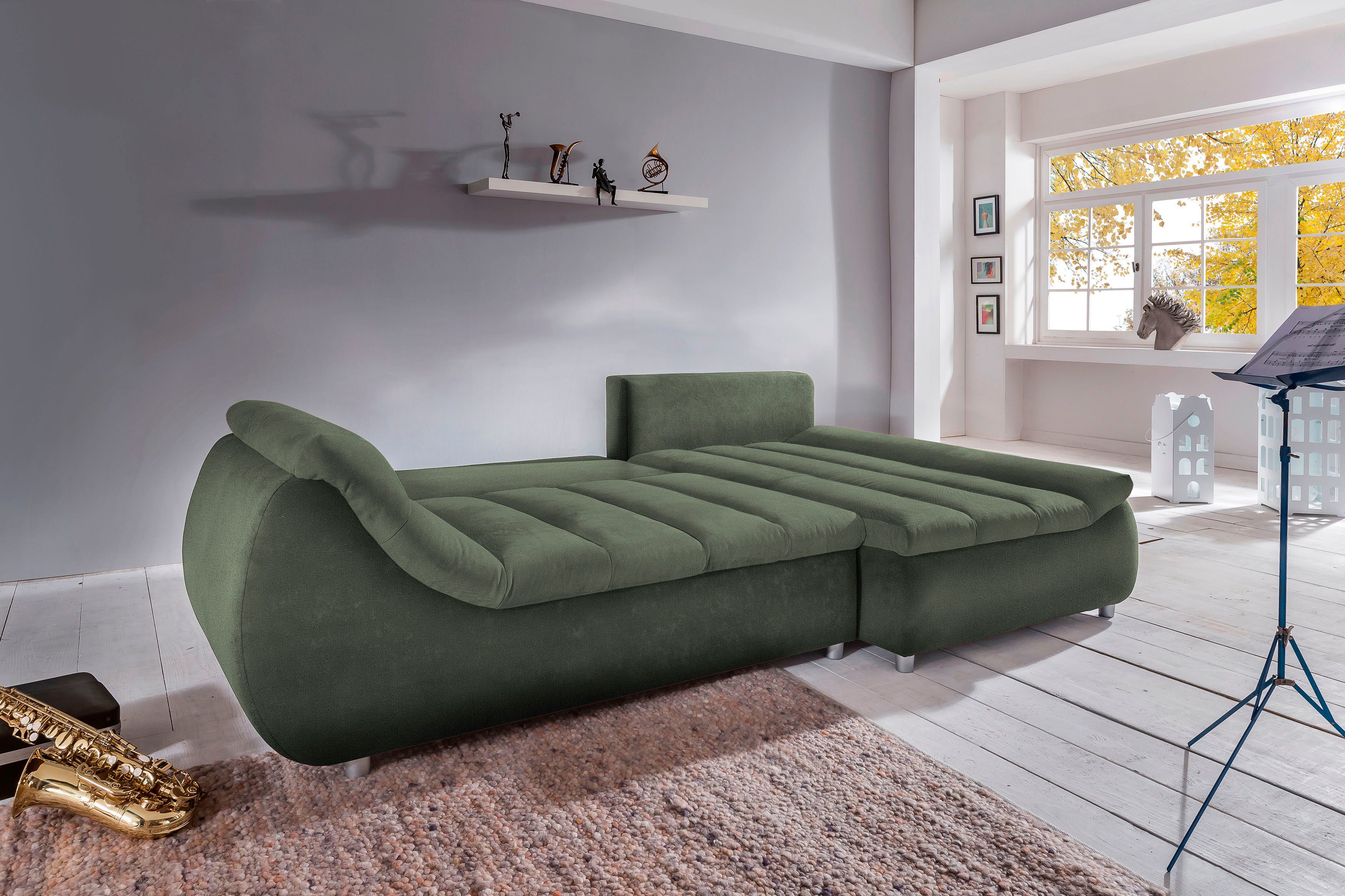 INOSIGN Hoekbank Imola elegant en comfortabel, actuele stiksels in de zitting, L-vorm