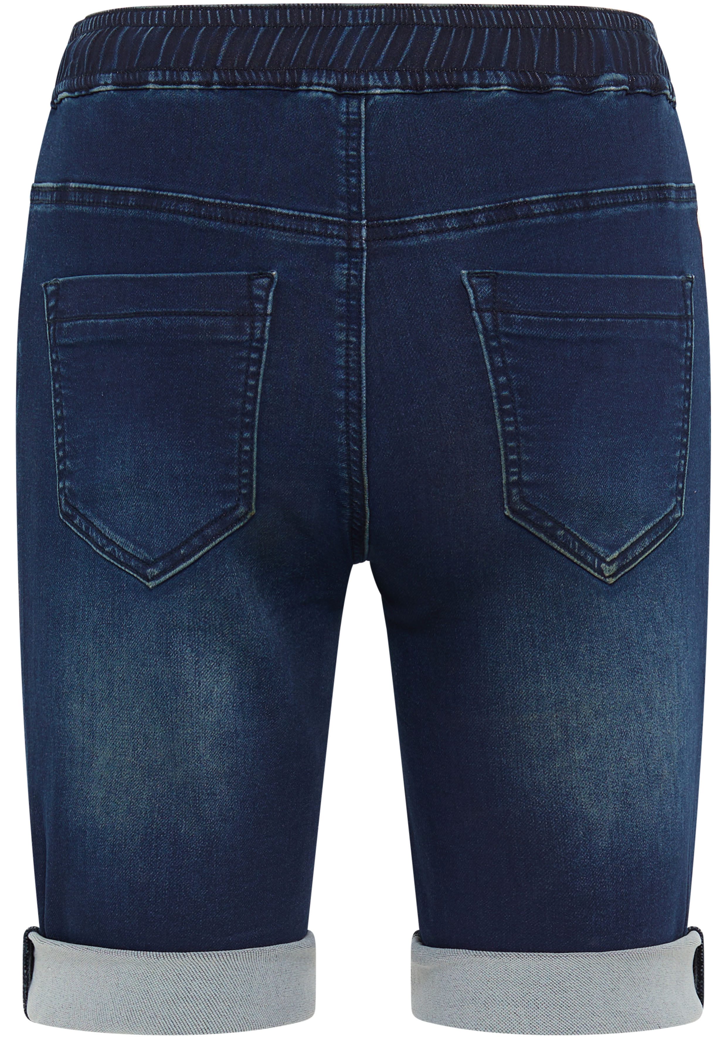 Arizona Jog-jeansbermuda hoge taille opgerolde broekafsluitingen used-look