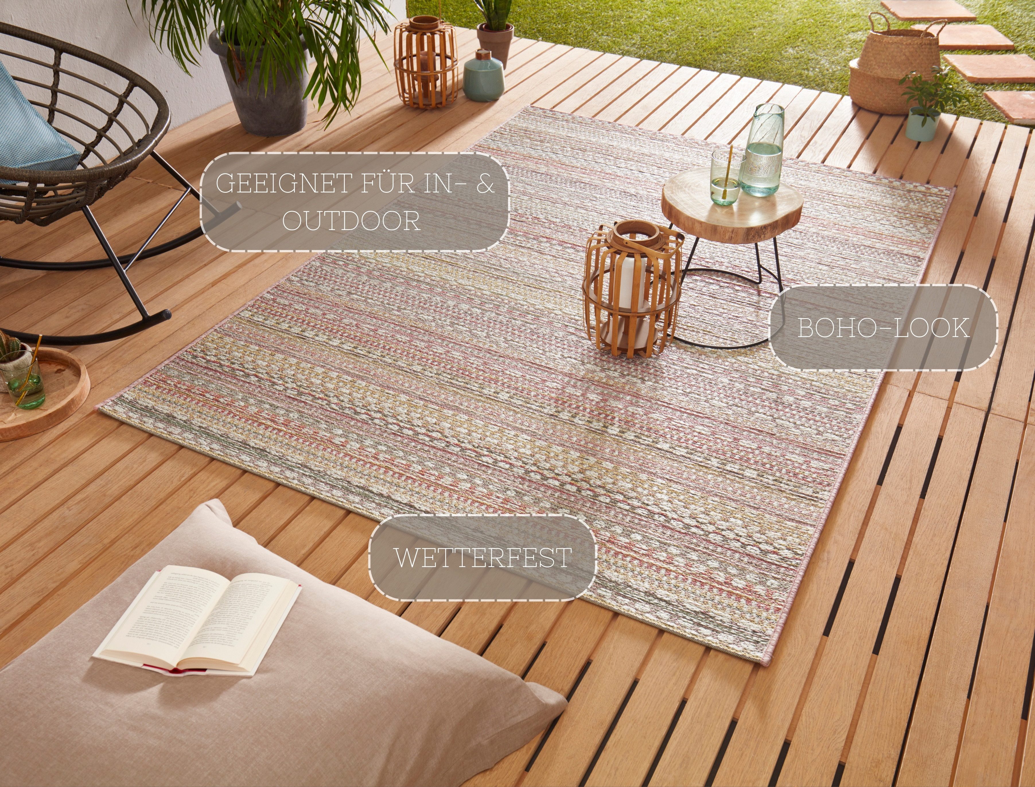 NORTHRUGS Vloerkleed Pijnboom Geschikt voor binnen en buiten, slijtvast en gemakkelijk in onderhoud, platweefsel