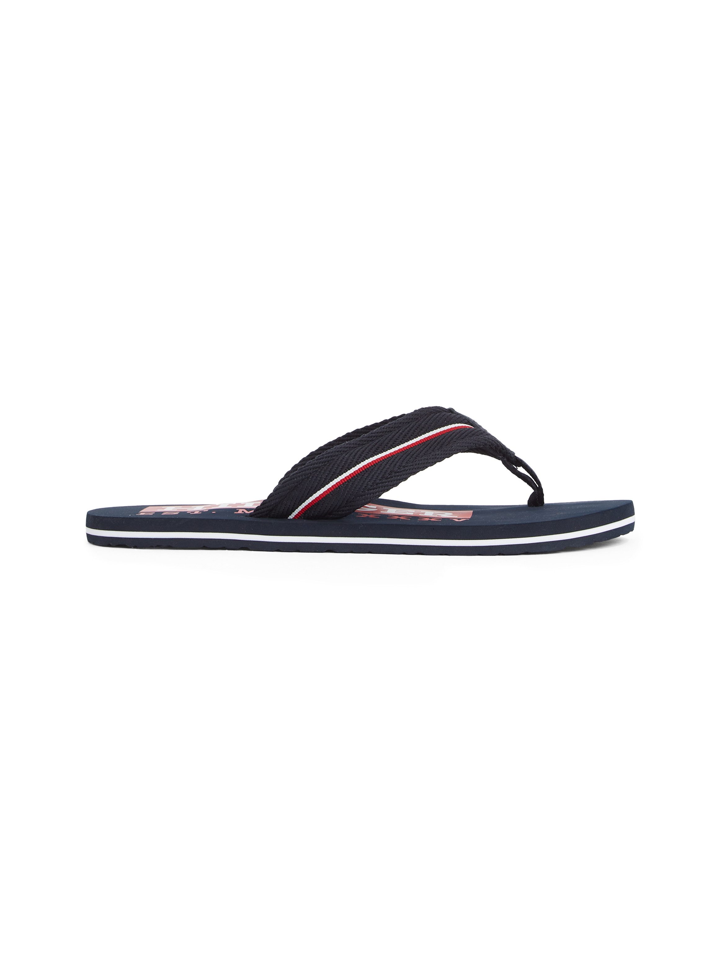 Tommy Hilfiger Teenslippers CORPORATE HILFIGER BEACH SANDAL , dianette, zomerschoen, flats, comfort-schoen met strepen