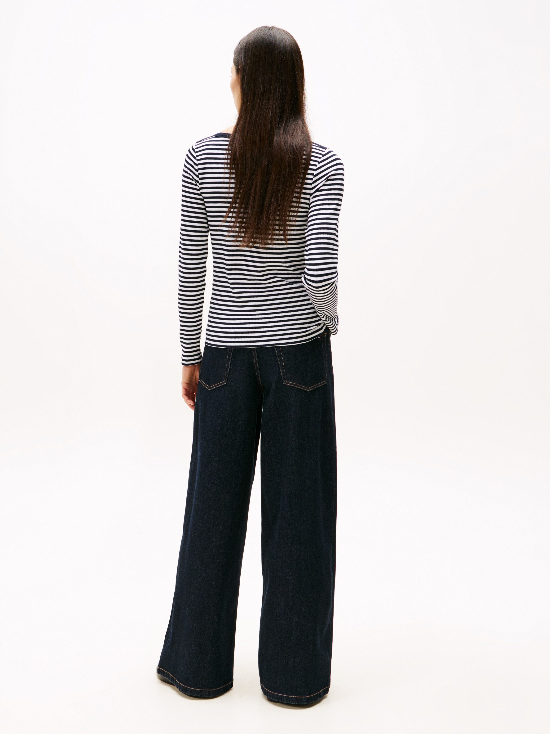Tommy Hilfiger Shirt met lange mouwen SLIM 5X2 RIB BOAT-NK LS met boothals en ribstructuur