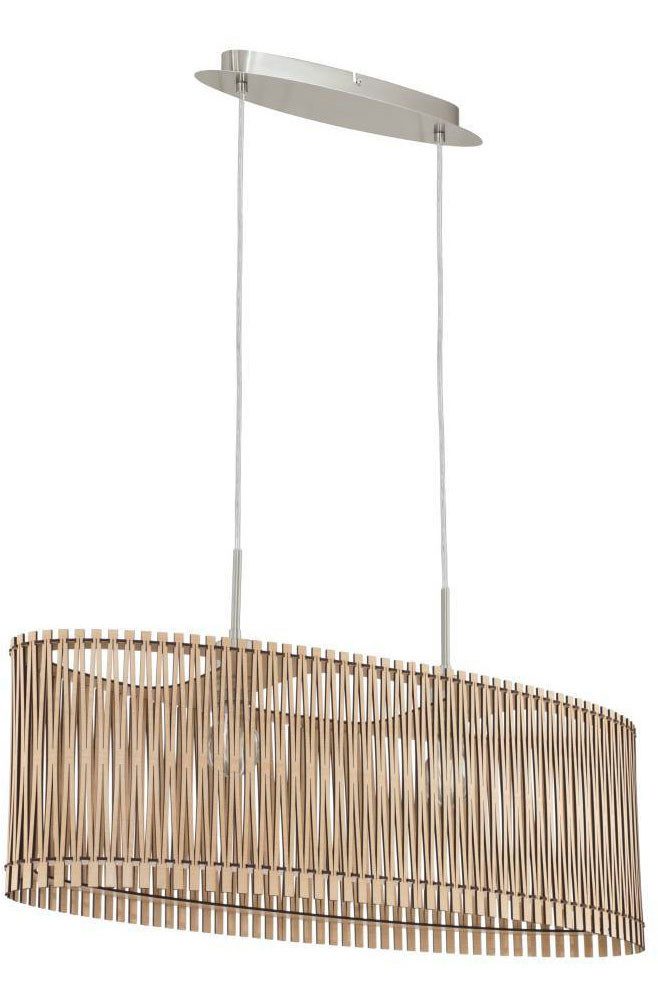EGLO Hanglamp SENDERO Hanglamp, staal in nikkel-mat, hout in esdoorn, natuur, E27, 77,5 cm (1 stuk)