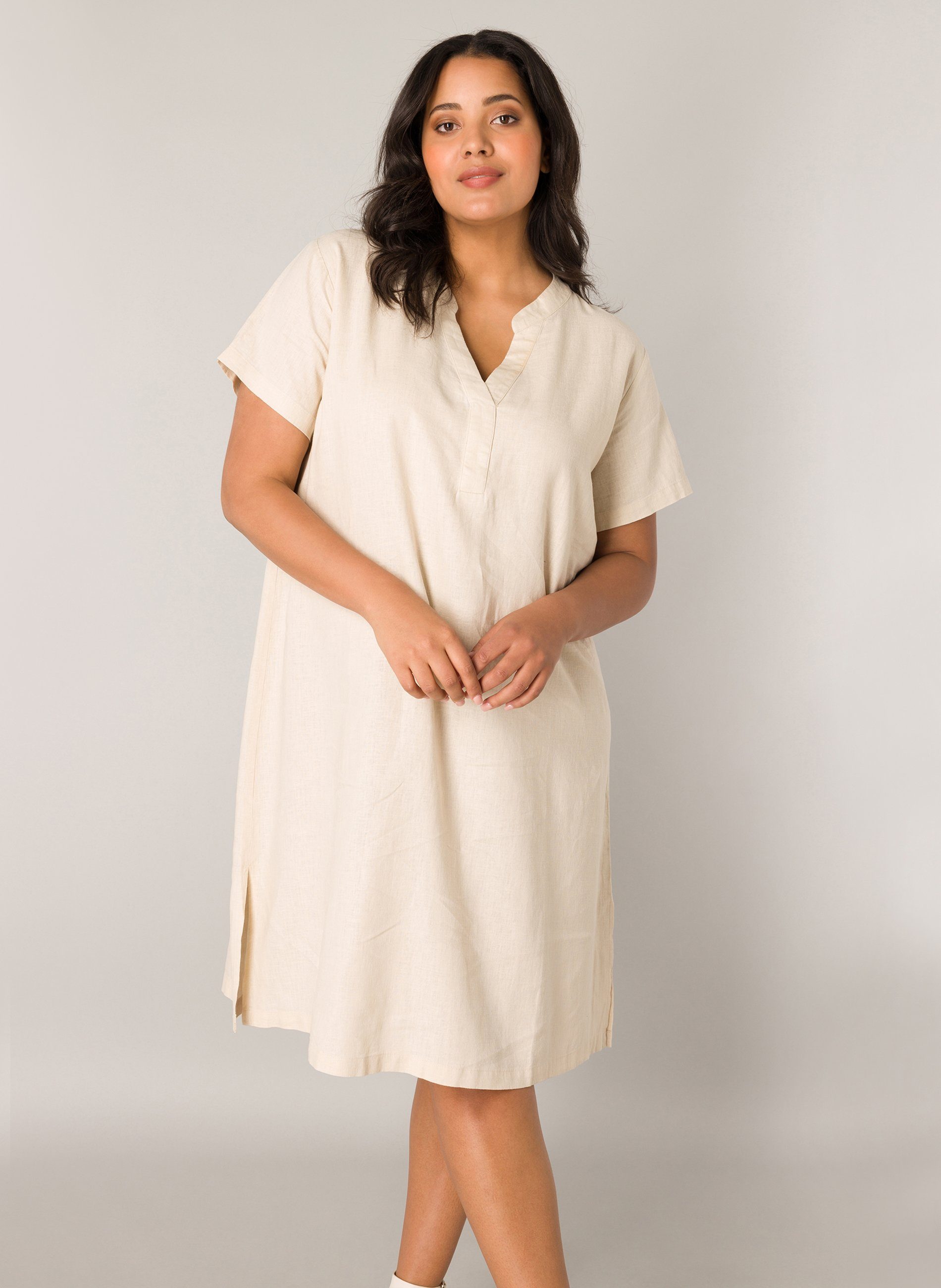Base Level Curvy Tuniekjurk Yacinthe met linnen