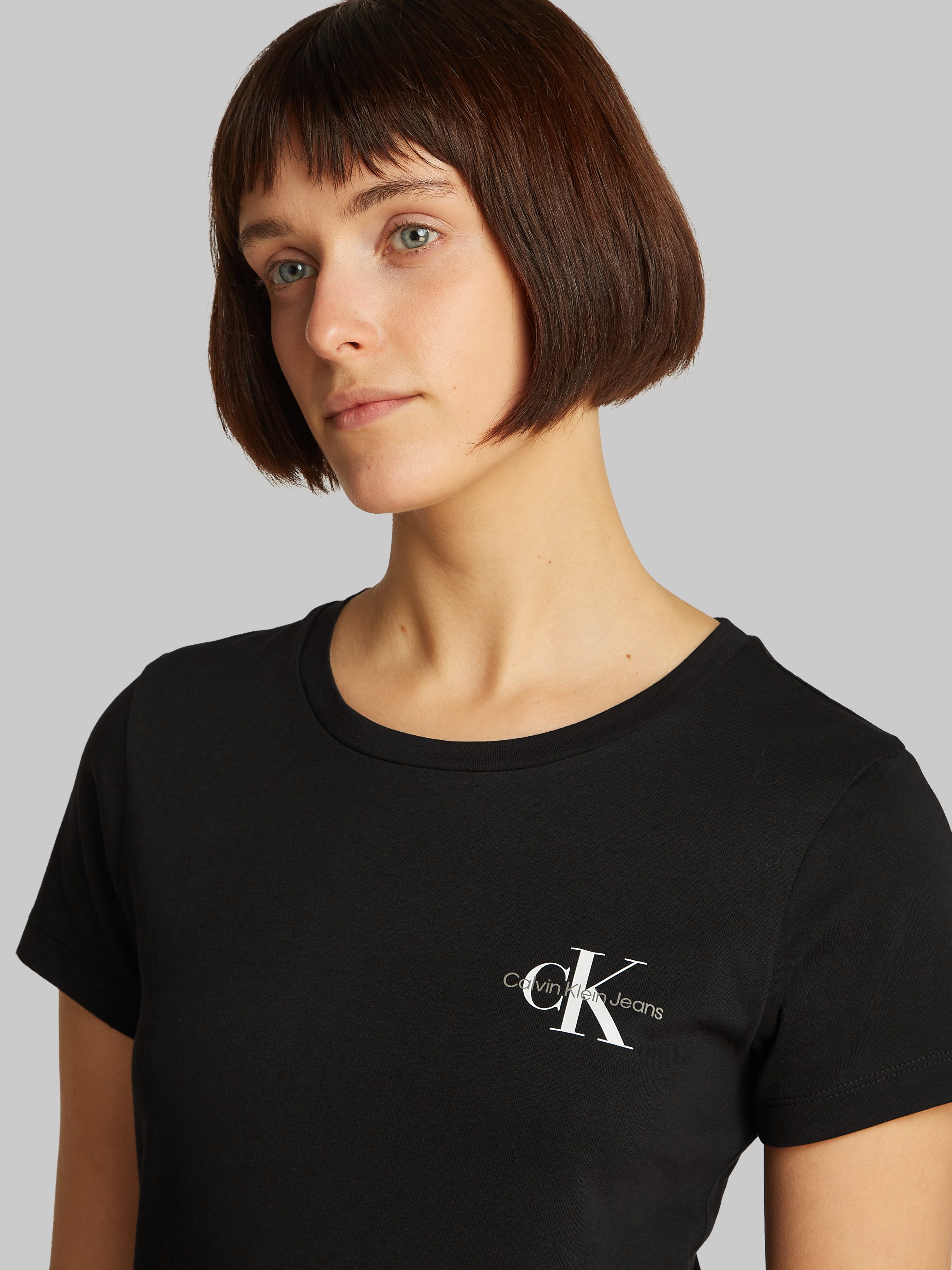 Calvin Klein Shirt met ronde hals 2-PACK MONOLOGO SLIM TEE met calvin klein jeans logoprint op borsthoogte (2-delig, Set van 2)