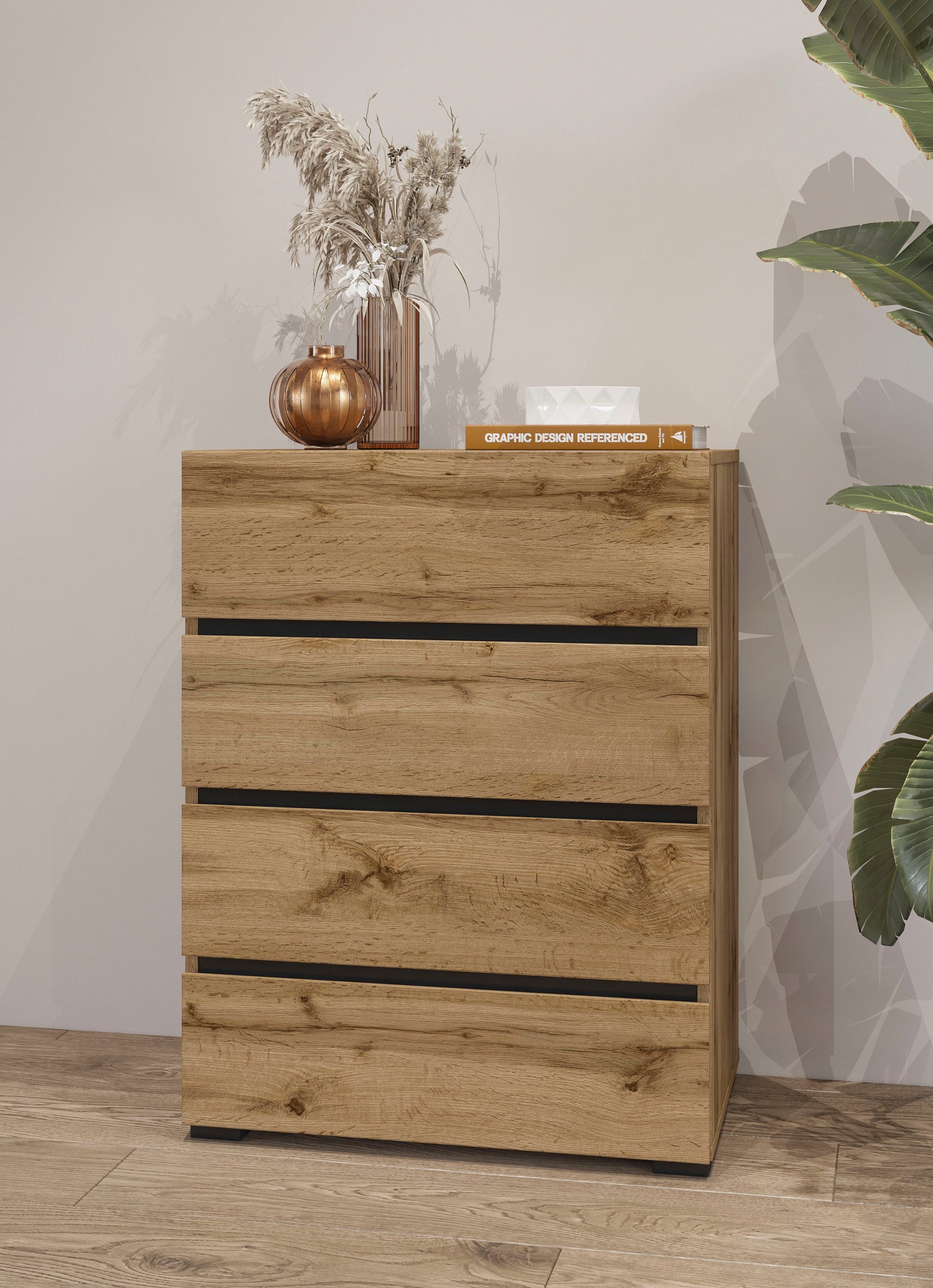 INOSIGN Kast Cross,Breedte 60 cm, moderne greeploze sideboard,4 lades