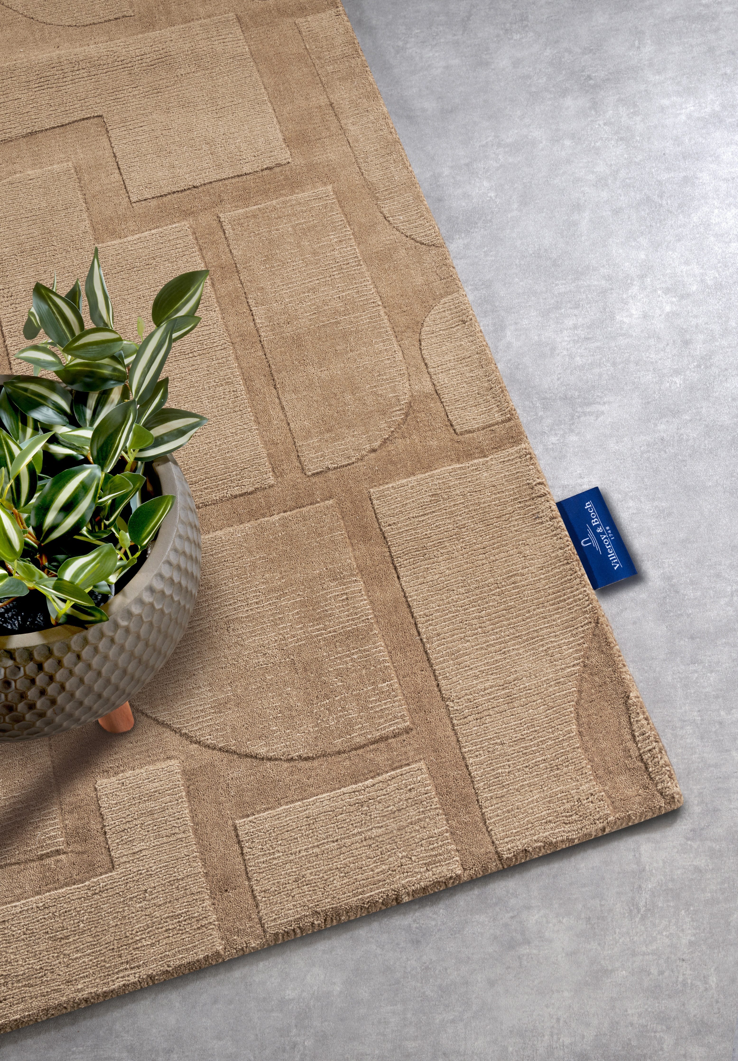 Villeroy & Boch Wollen kleed Alexis Handgeweven, wol, natuur, woonkamer, geometrie, boho, design