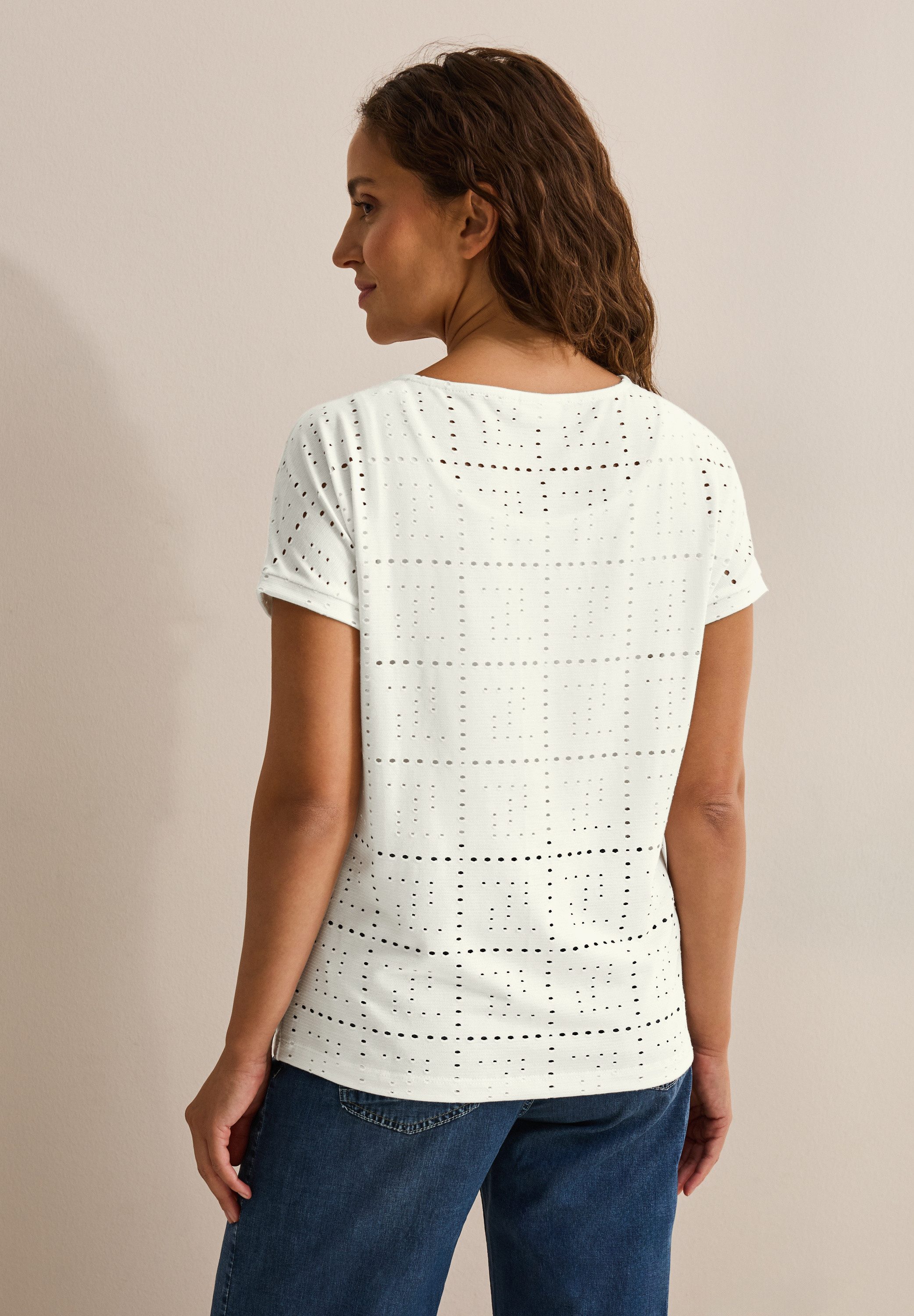 Cecil T-shirt met perforatiemotief