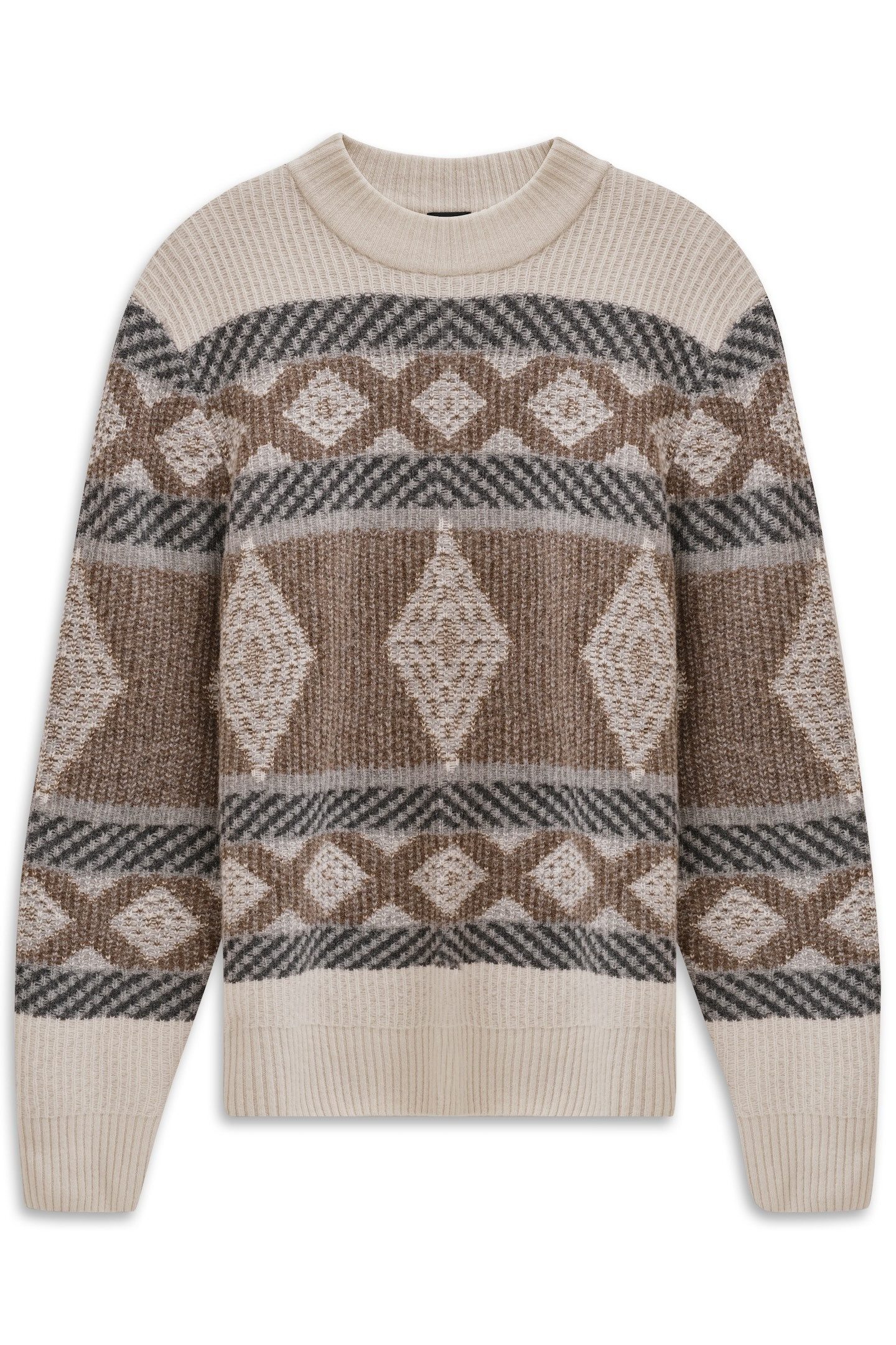 Bugatti Noorse trui Regular fit met opstaande kraag & fair-isle