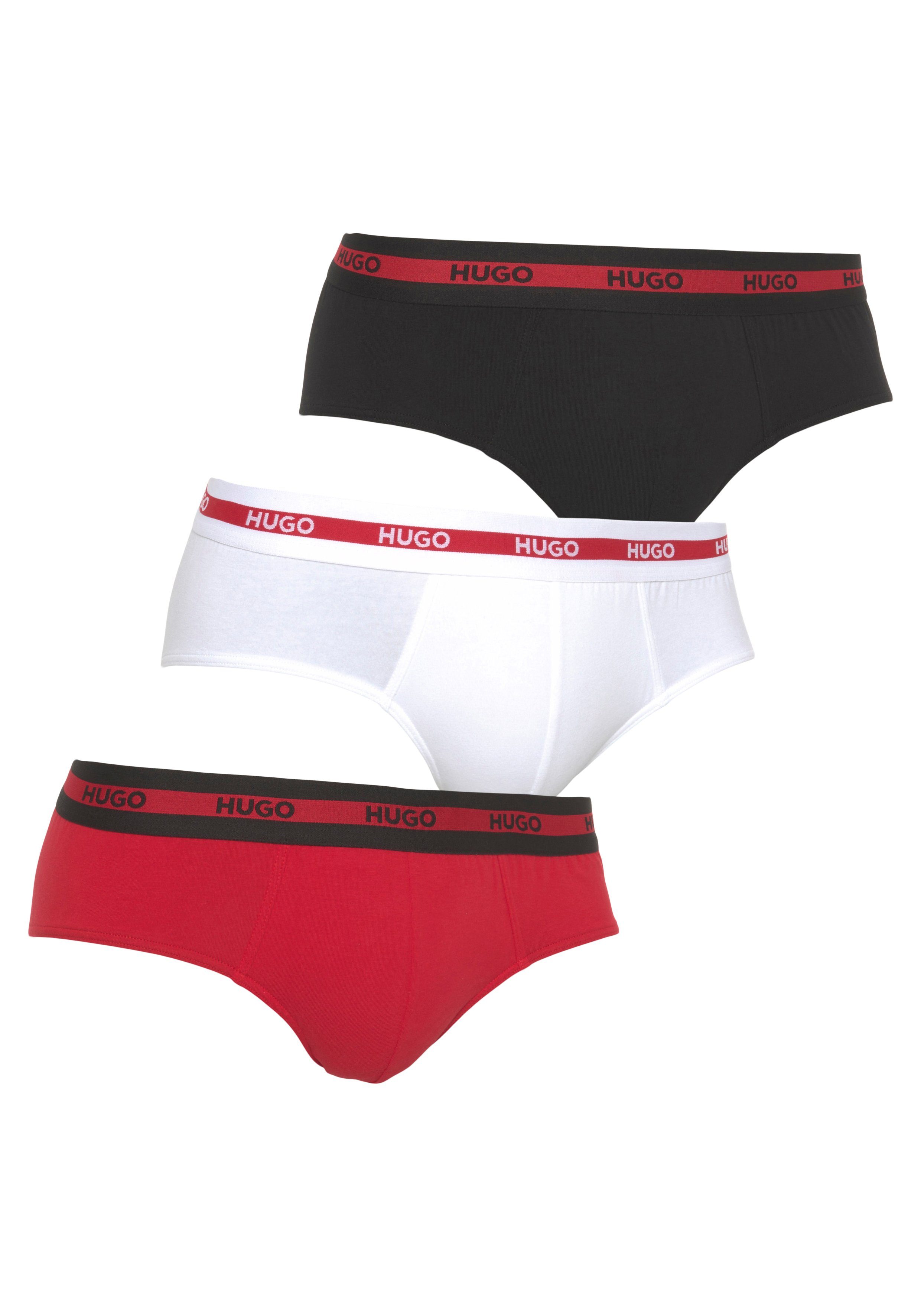 HUGO underwear Slip met contraststrepen en logo-opschriften op de tailleband (set, 3 stuks, In driepack)