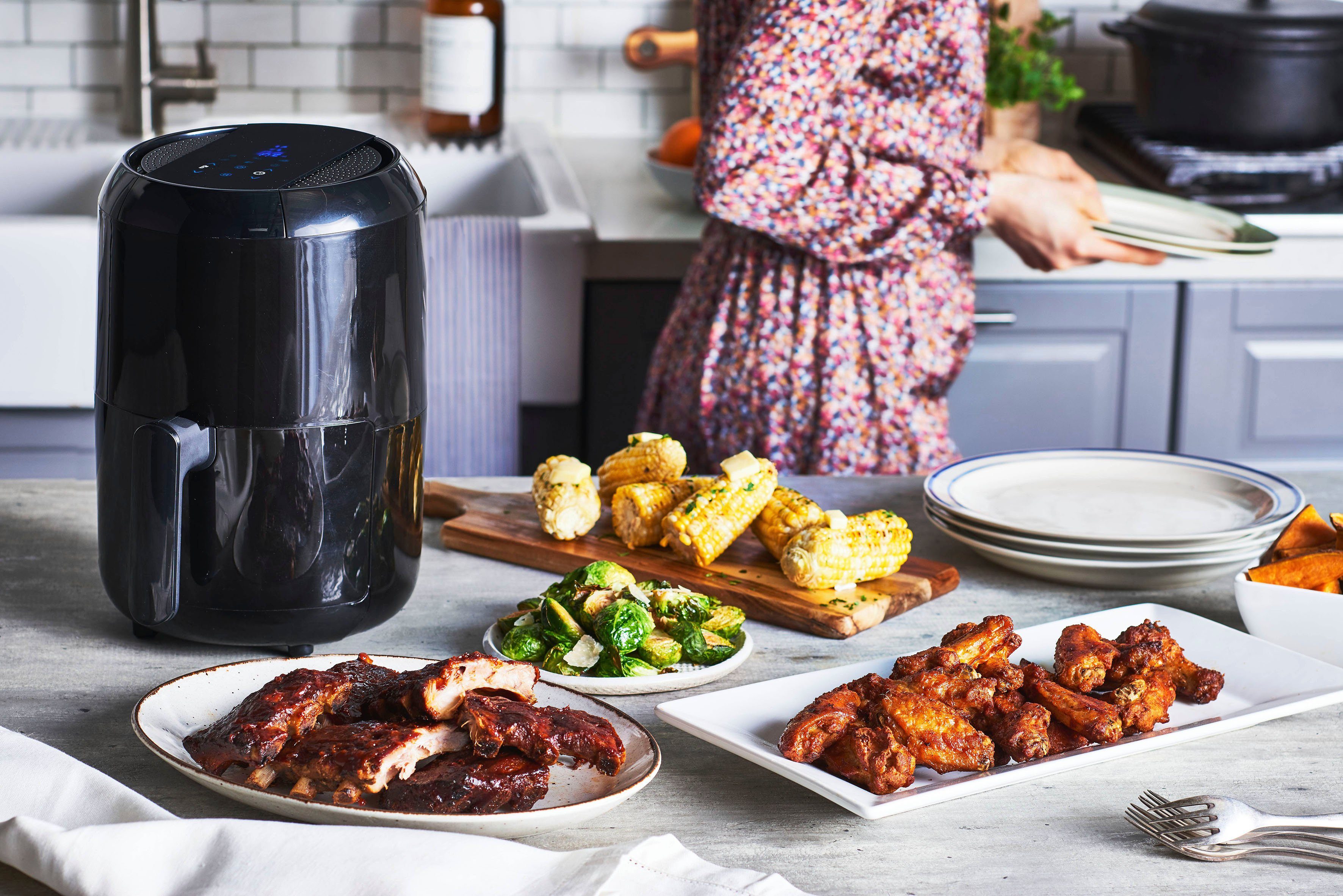 Tefal Airfryer EY3018 Easy Fry Compact Capaciteit: 1,6L, 6 kookprogramma's, timer, gezond zonder vet/olie, EY3018