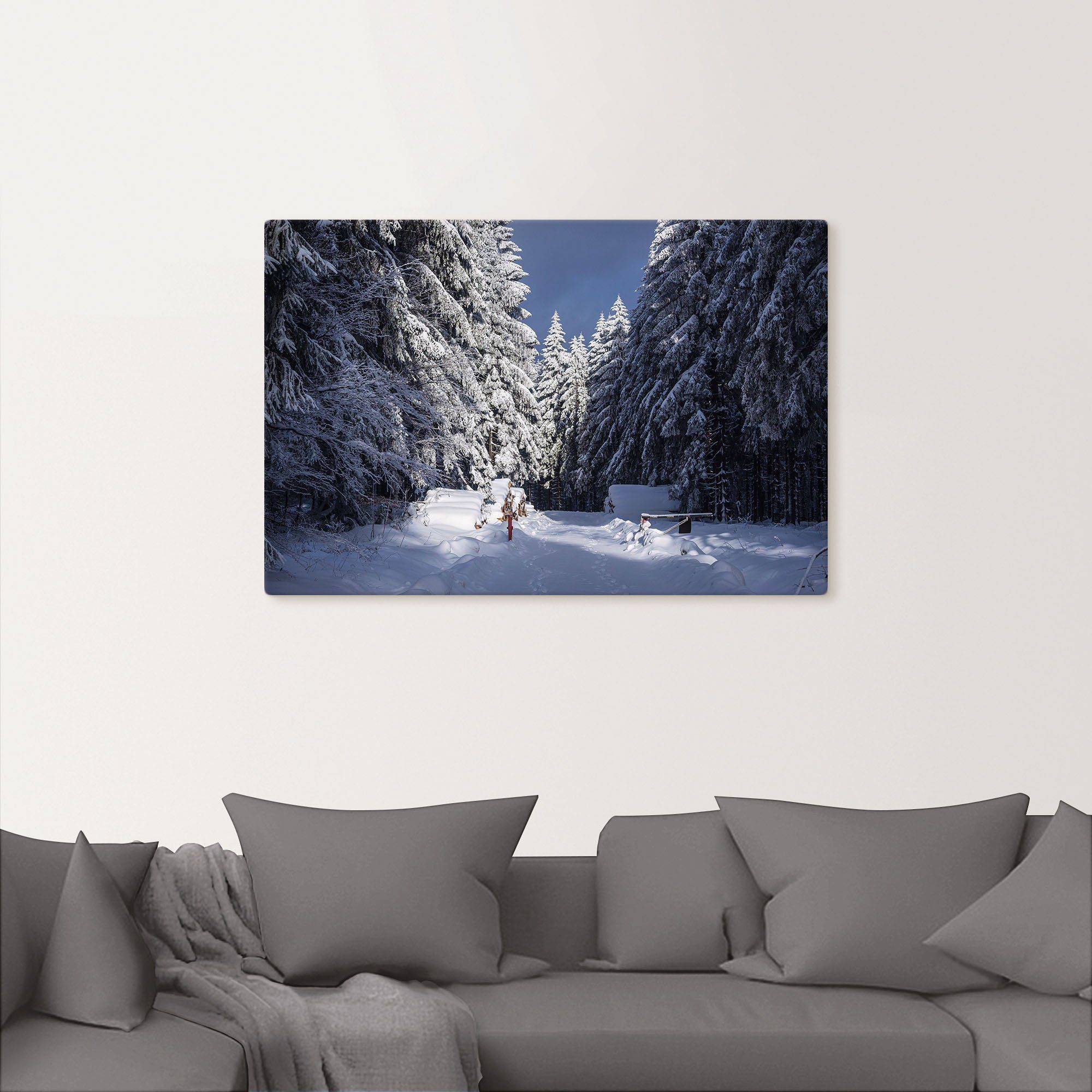 Artland Artprint op linnen Winter in het Thüringer Woud II