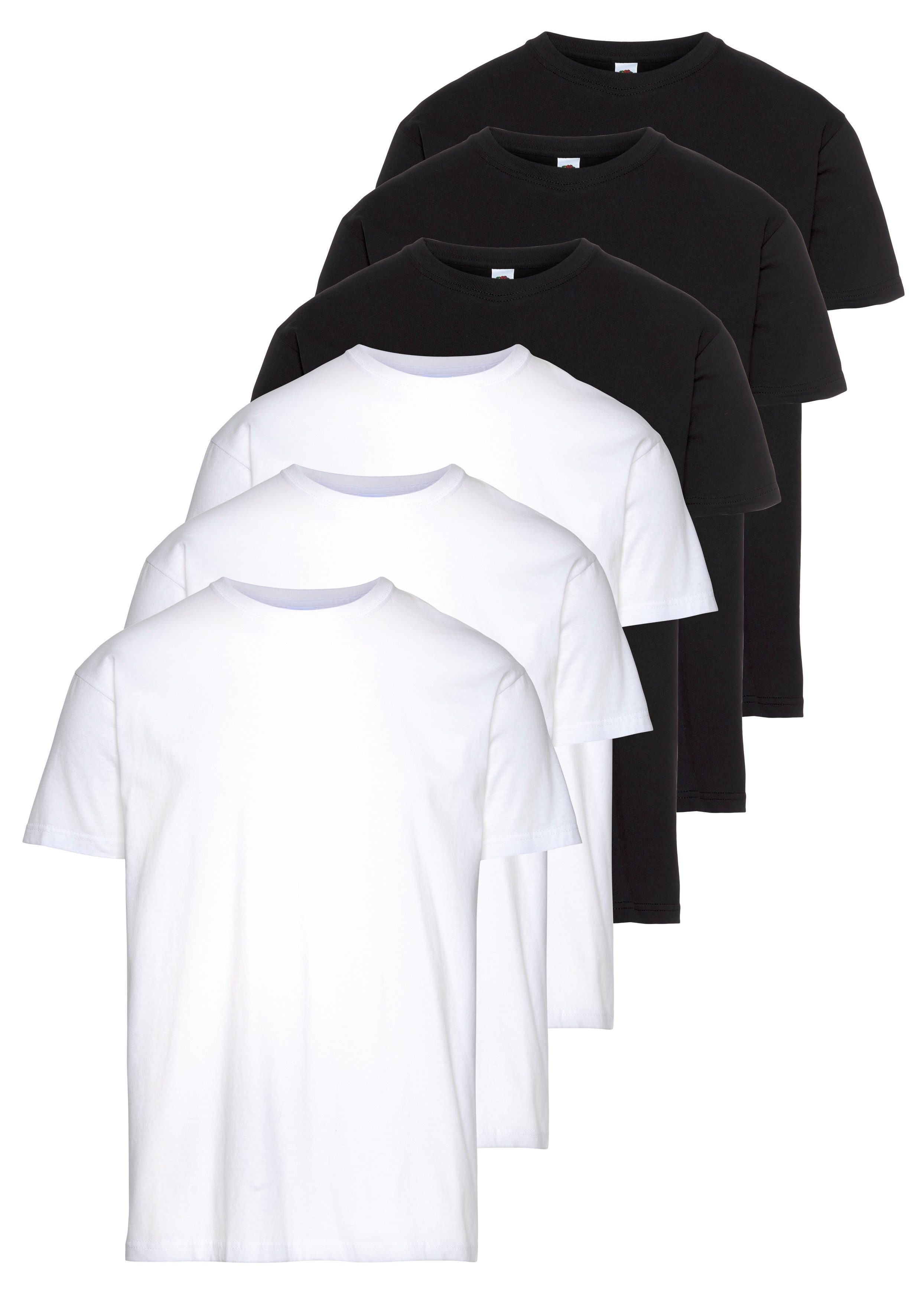 Fruit of the Loom T-shirt Zes stuks in verschillende kleurcombinaties (6-delig, Set van 6) heren t-shirts maat L (52/54) wit