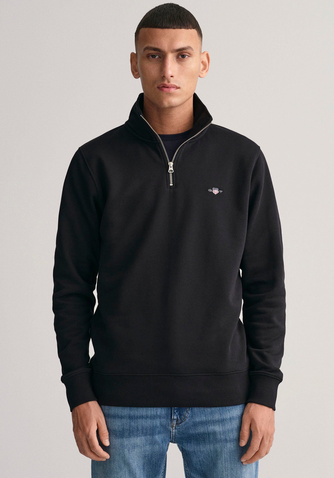 Gant Sweatshirt REG SHIELD HALF ZIP SWEAT met logoborduursel op borsthoogte