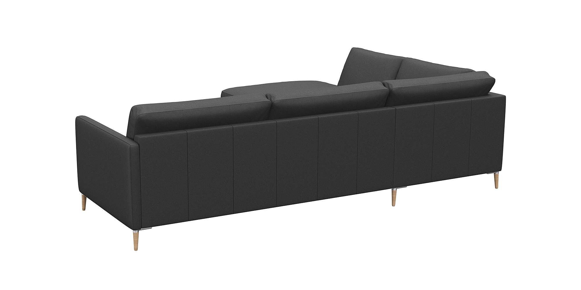 FLEXLUX Hoekbank Fiore, L-vorm smalle armleuningen, koudschuim, aluminium + eiken poten