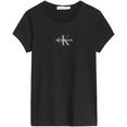 calvin klein t-shirt micro monogram top met een ronde hals zwart