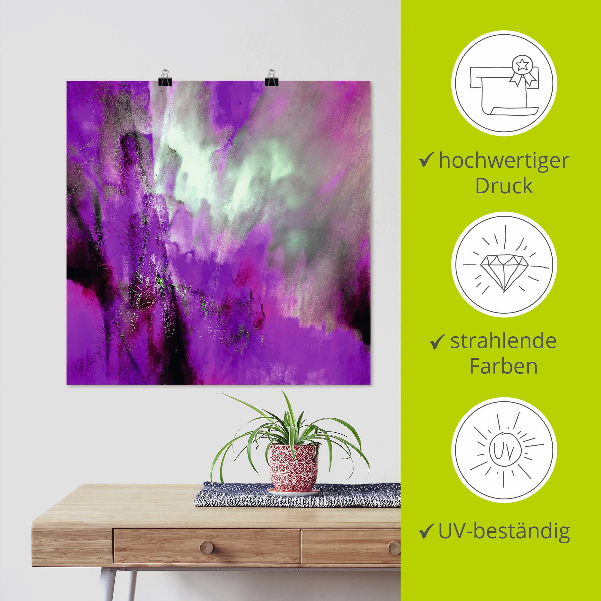 Artland Artprint Roze licht als artprint van aluminium, artprint voor buiten, artprint op linnen, poster in verschillende maten. maten