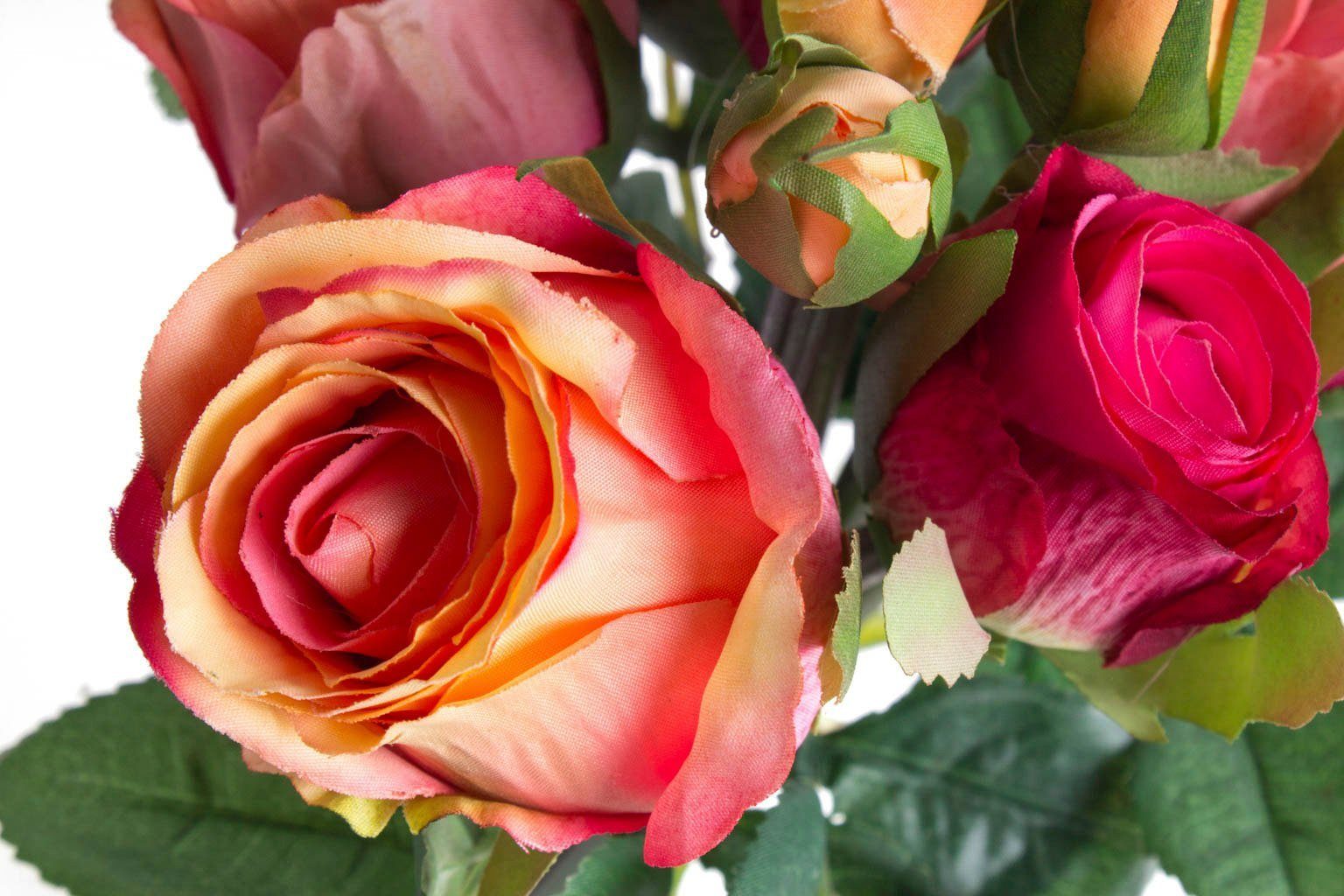 Botanic-Haus Kunstbloem Bos rozen met 5 rozen en 3 knoppen (1 stuk)