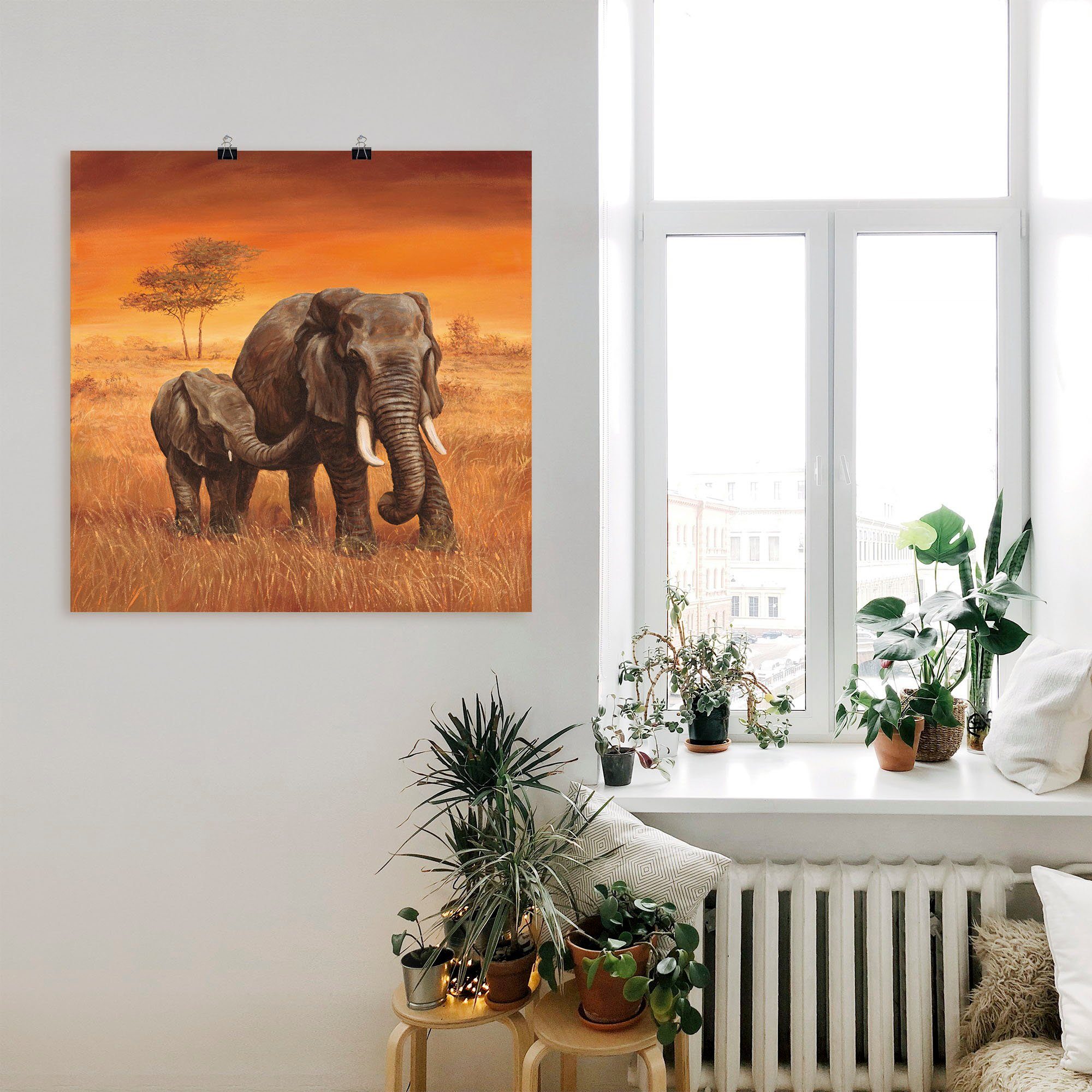 Artland Artprint Olifanten II als artprint van aluminium, artprint voor buiten, artprint op linnen, poster, muursticker