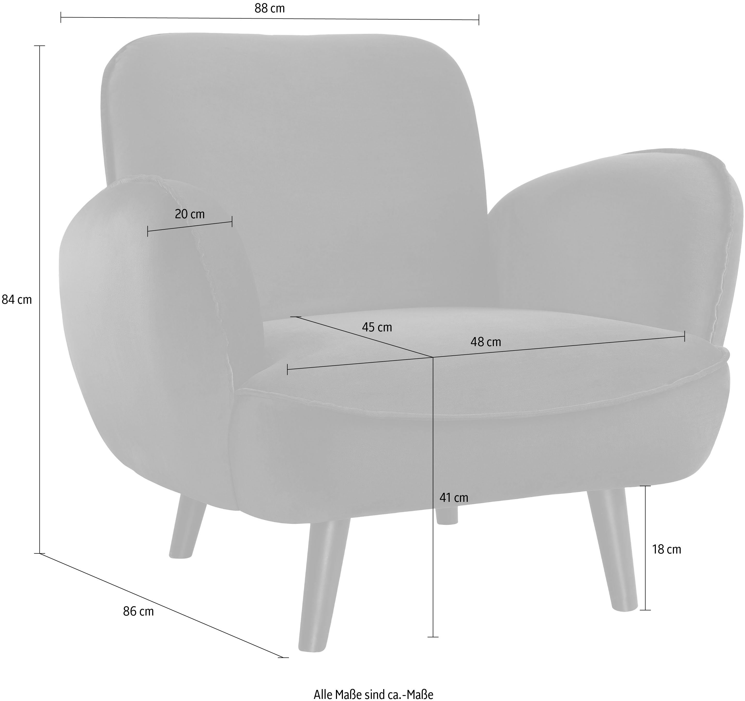 ATLANTIC home collection Fauteuil Ben met golfvering, massief houten poten, vrij plaatsbaar